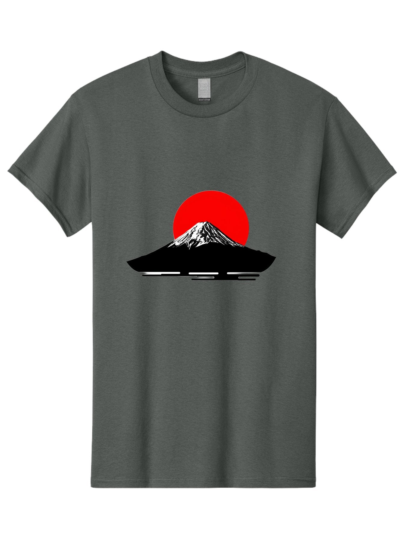 Mount-Fuji Men'S Graphic Tee, 100% Cotton, Comfortable Casual Summer Wear, Machine Washable, Mount Fuji Landscape, Red Sun, Minimalist Design, Iconic Mountain, Japanese Scenery, Striking Silhouette, Simple Shapes, Bold Colors Bad978 4