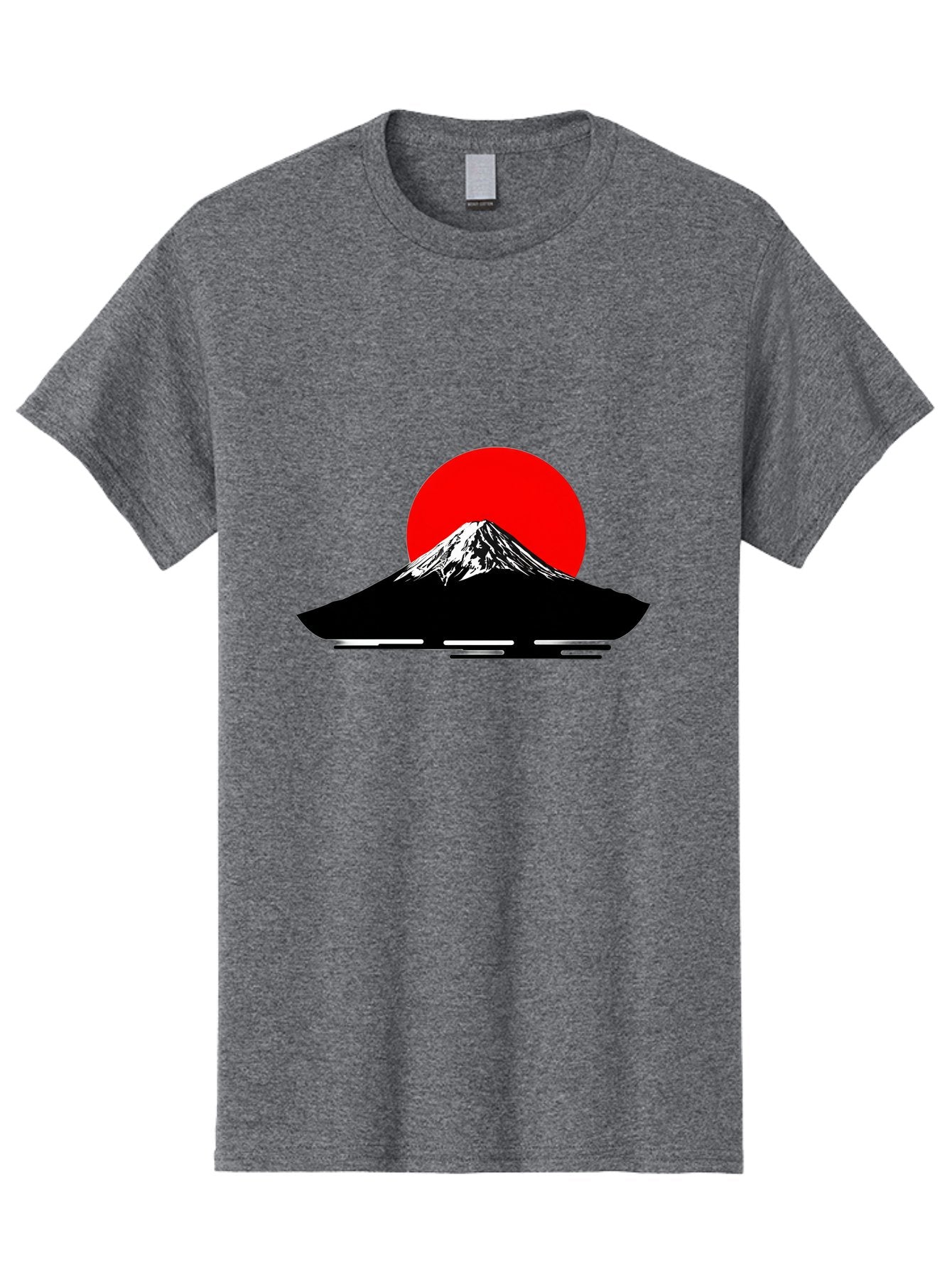 Mount-Fuji Men'S Graphic Tee, 100% Cotton, Comfortable Casual Summer Wear, Machine Washable, Mount Fuji Landscape, Red Sun, Minimalist Design, Iconic Mountain, Japanese Scenery, Striking Silhouette, Simple Shapes, Bold Colors Bad978 8