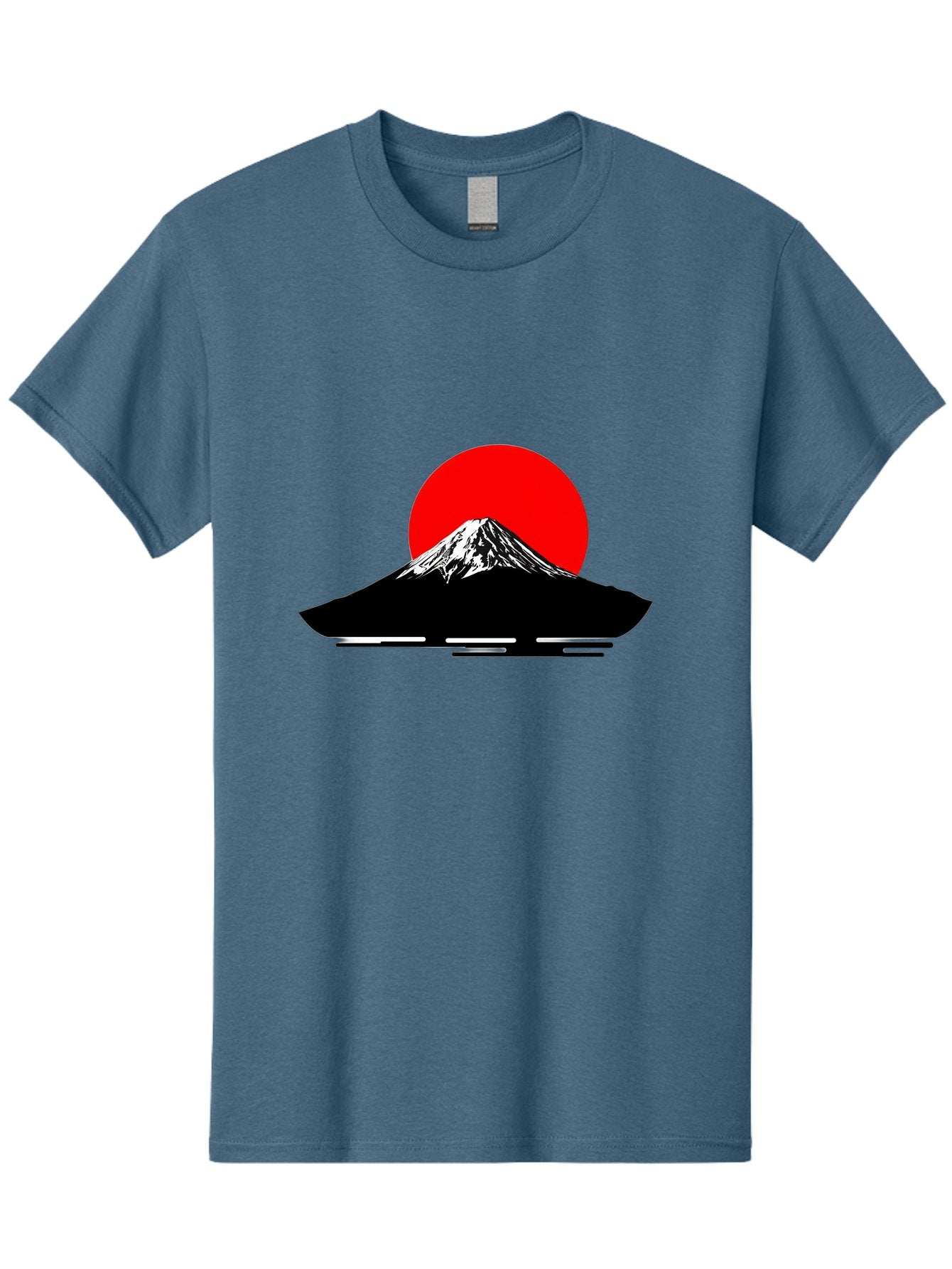 Mount-Fuji Men'S Graphic Tee, 100% Cotton, Comfortable Casual Summer Wear, Machine Washable, Mount Fuji Landscape, Red Sun, Minimalist Design, Iconic Mountain, Japanese Scenery, Striking Silhouette, Simple Shapes, Bold Colors Bad978 5