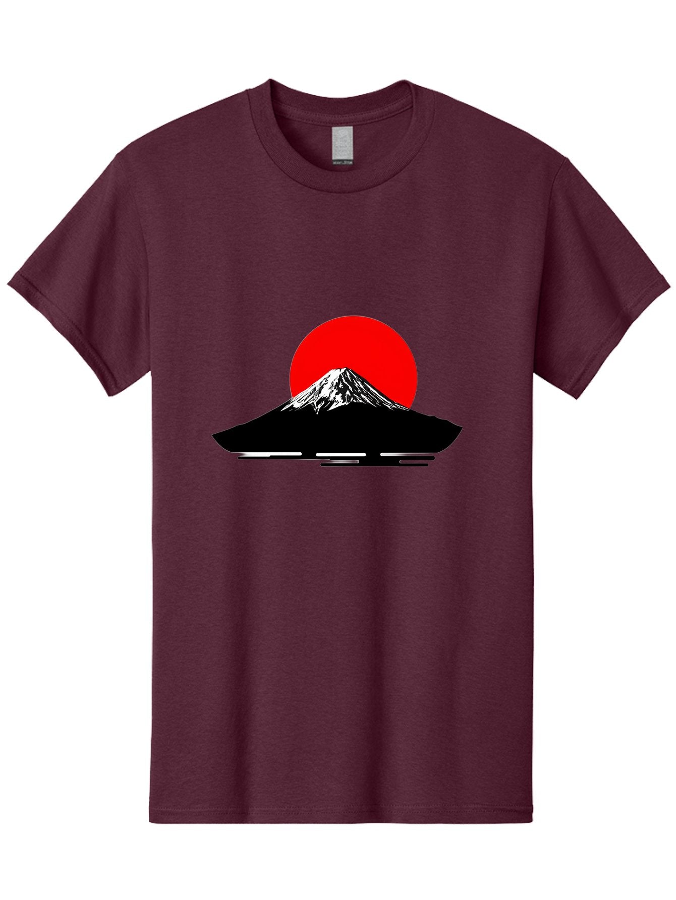 Mount-Fuji Men'S Graphic Tee, 100% Cotton, Comfortable Casual Summer Wear, Machine Washable, Mount Fuji Landscape, Red Sun, Minimalist Design, Iconic Mountain, Japanese Scenery, Striking Silhouette, Simple Shapes, Bold Colors Bad978 10