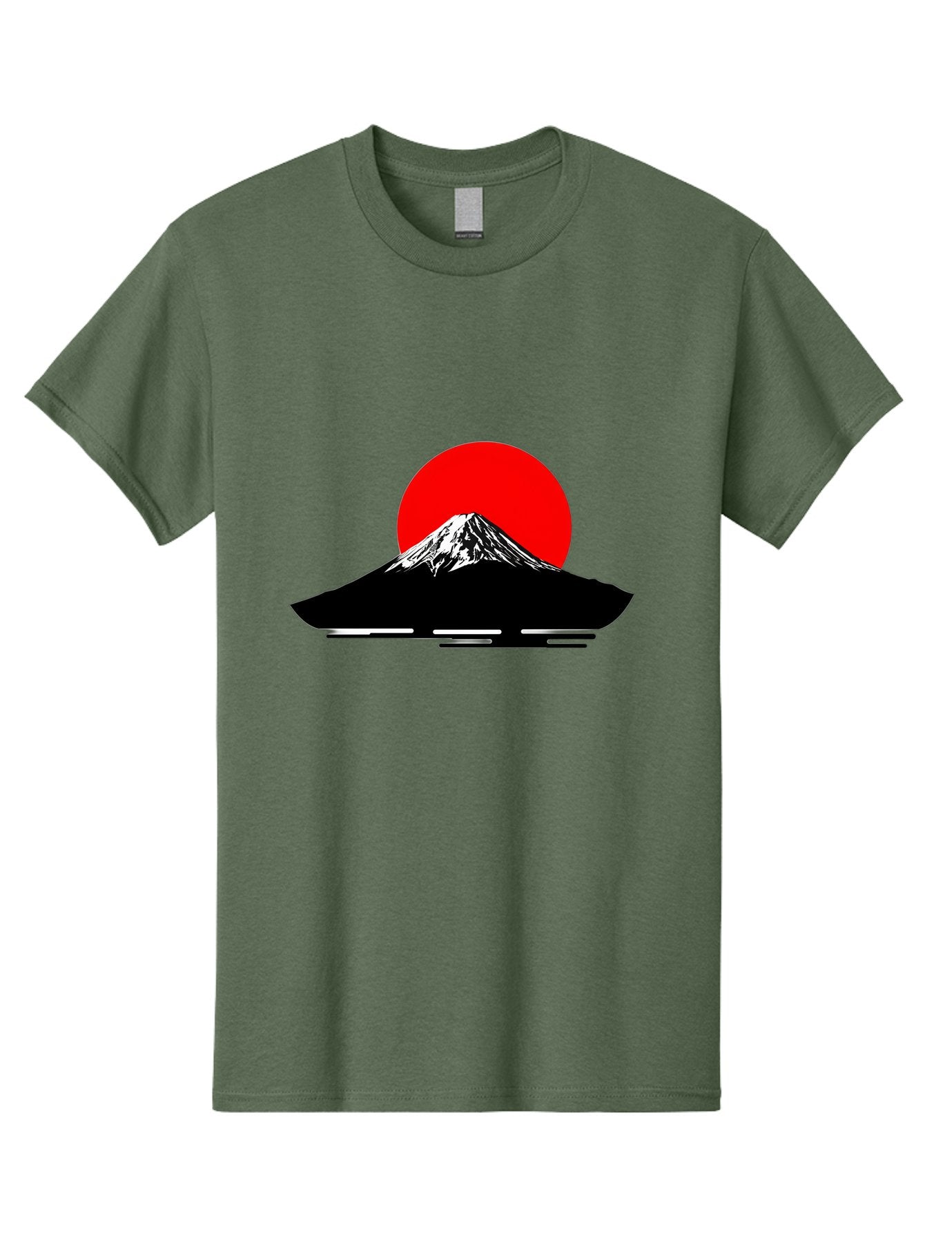Mount-Fuji Men'S Graphic Tee, 100% Cotton, Comfortable Casual Summer Wear, Machine Washable, Mount Fuji Landscape, Red Sun, Minimalist Design, Iconic Mountain, Japanese Scenery, Striking Silhouette, Simple Shapes, Bold Colors Bad978 12