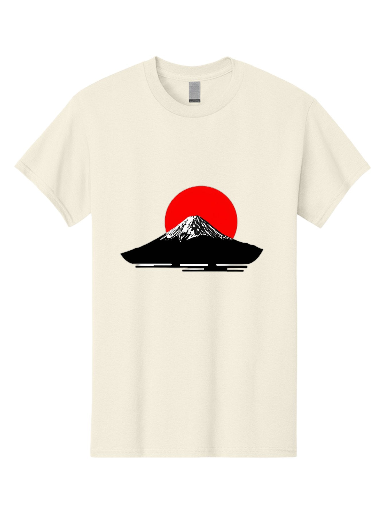 Mount-Fuji Men'S Graphic Tee, 100% Cotton, Comfortable Casual Summer Wear, Machine Washable, Mount Fuji Landscape, Red Sun, Minimalist Design, Iconic Mountain, Japanese Scenery, Striking Silhouette, Simple Shapes, Bold Colors Bad978