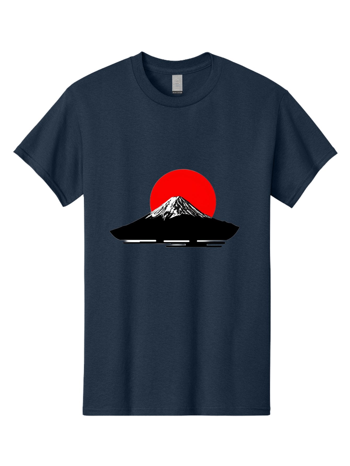Mount-Fuji Men'S Graphic Tee, 100% Cotton, Comfortable Casual Summer Wear, Machine Washable, Mount Fuji Landscape, Red Sun, Minimalist Design, Iconic Mountain, Japanese Scenery, Striking Silhouette, Simple Shapes, Bold Colors Bad978 11
