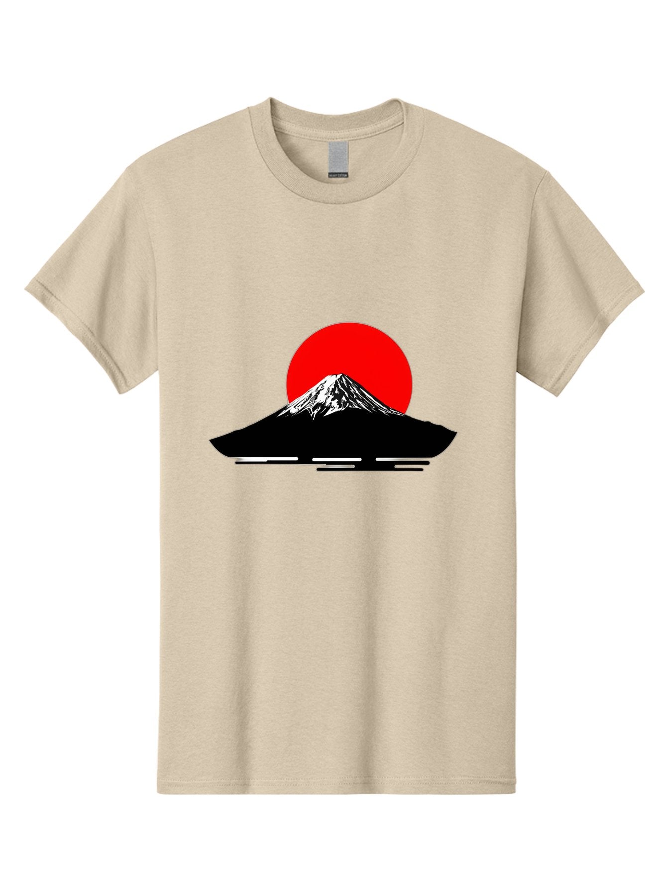 Mount-Fuji Men'S Graphic Tee, 100% Cotton, Comfortable Casual Summer Wear, Machine Washable, Mount Fuji Landscape, Red Sun, Minimalist Design, Iconic Mountain, Japanese Scenery, Striking Silhouette, Simple Shapes, Bold Colors Bad978 9