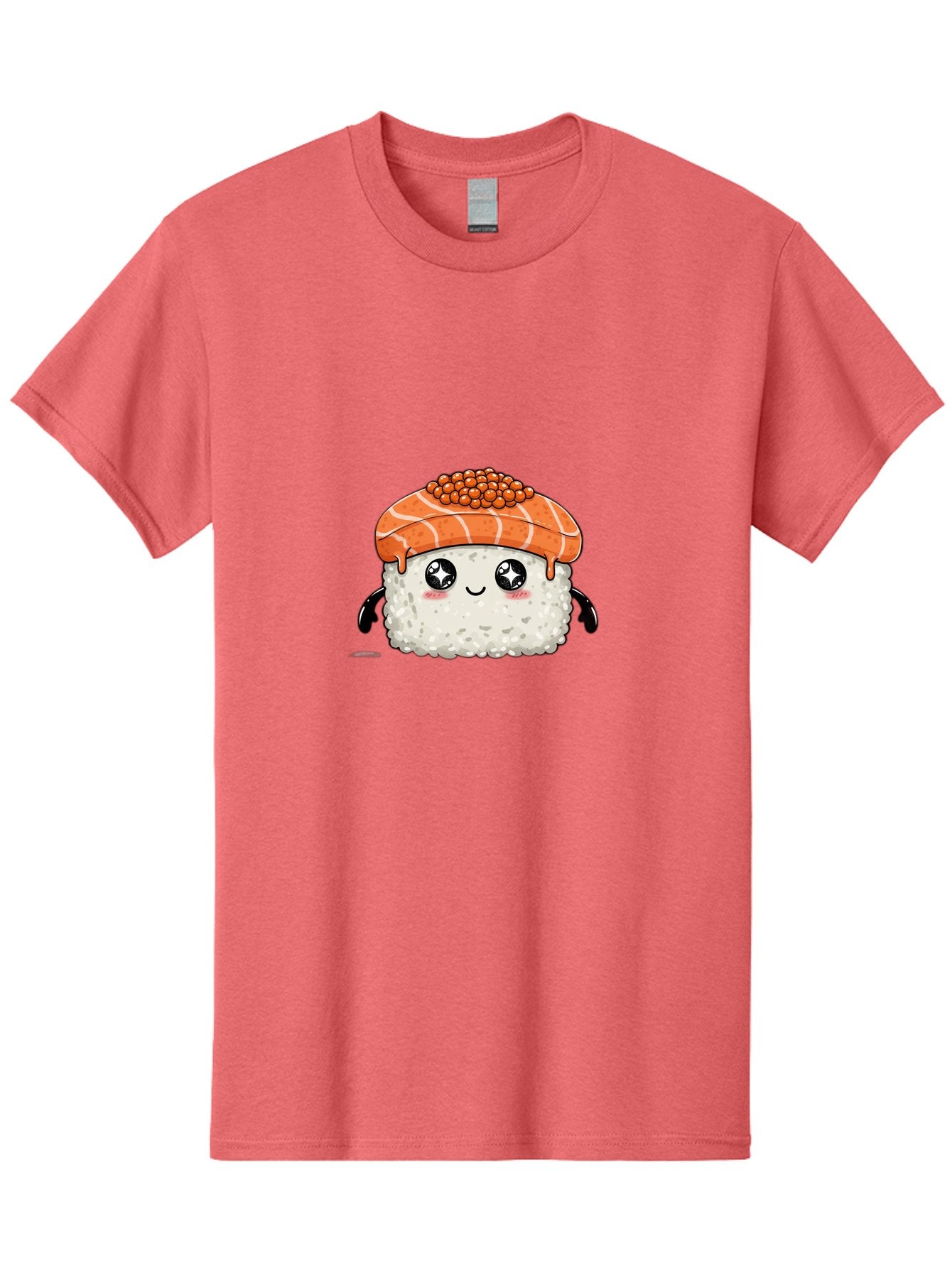 Salmon-Sushi-1 Men'S Graphic Tee, 100% Cotton, Comfortable Casual Summer Wear, Machine Washable, Cartoon Sushi, Sushi Character, Salmon Roe Sushi, Cute Food, Anime Style, Kawaii Food, Sushi Art, Japanese Cuisine, Sushi Illustration, Foodie Art Bad983 3