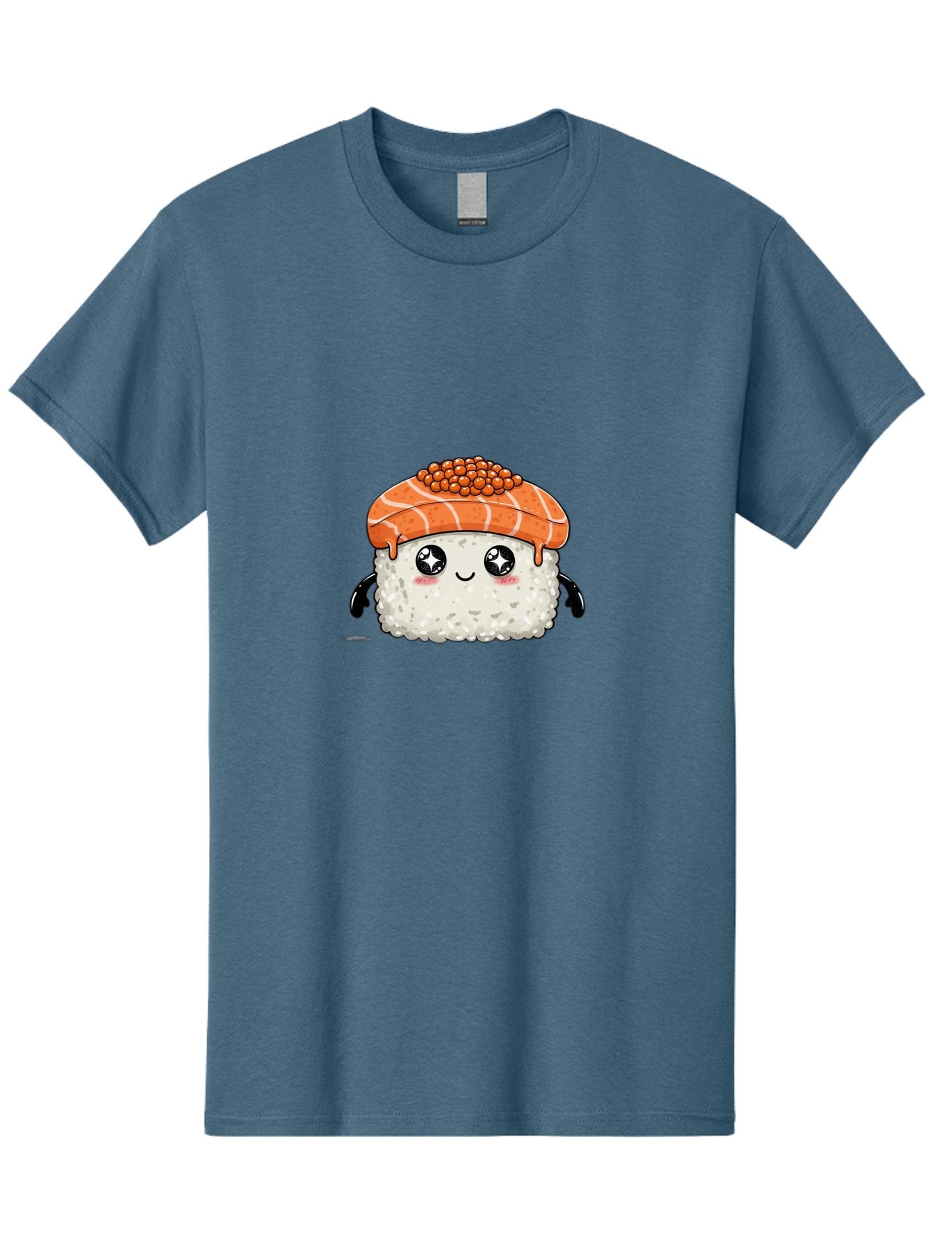Salmon-Sushi-1 Men'S Graphic Tee, 100% Cotton, Comfortable Casual Summer Wear, Machine Washable, Cartoon Sushi, Sushi Character, Salmon Roe Sushi, Cute Food, Anime Style, Kawaii Food, Sushi Art, Japanese Cuisine, Sushi Illustration, Foodie Art Bad983 8