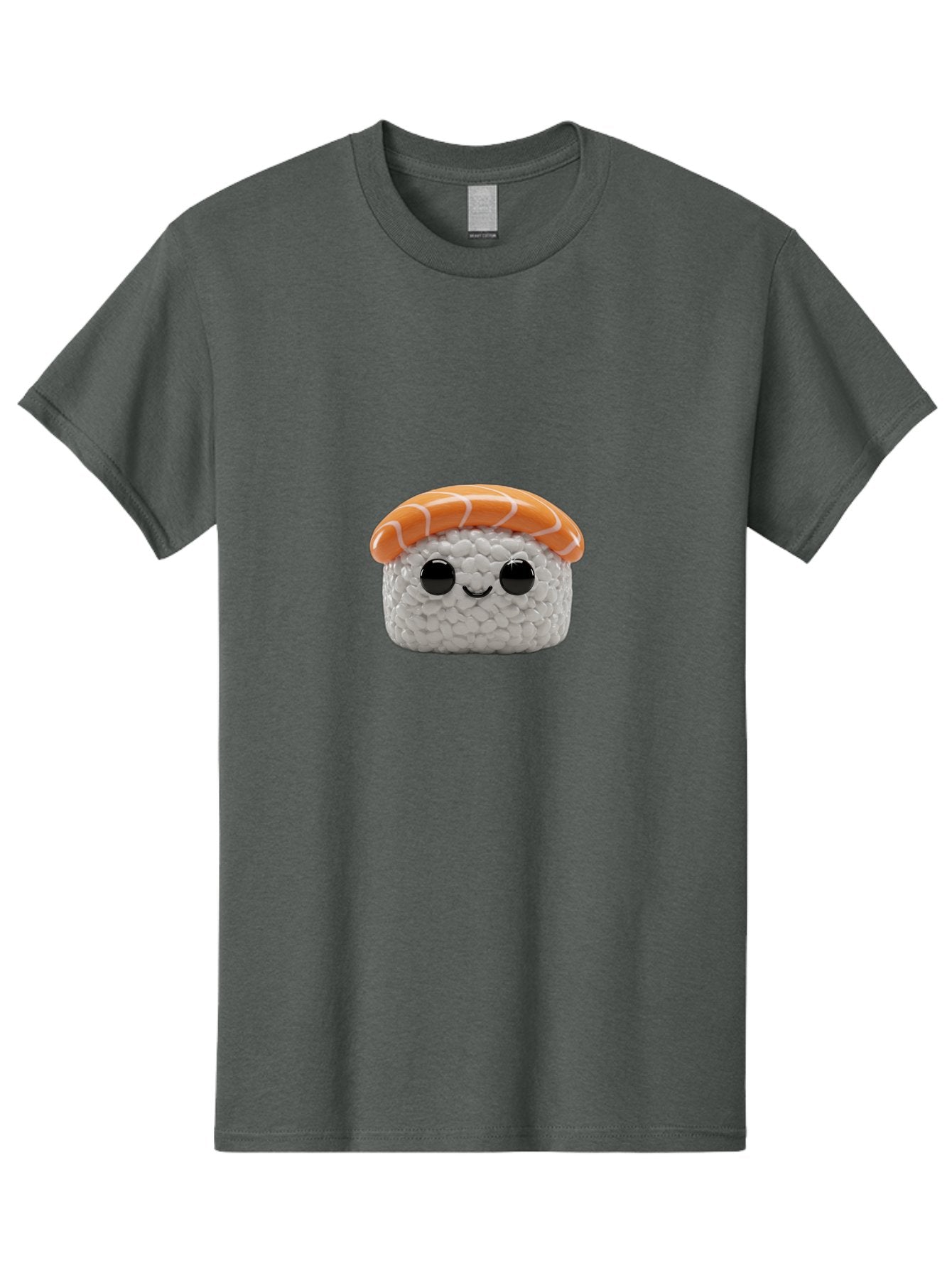 Salmon-Sushi-2 Men'S Graphic Tee, 100% Cotton, Comfortable Casual Summer Wear, Machine Washable, Kawaii Sushi, Cute Cartoon Food, Sushi Character, Japanese Cuisine, Adorable Plush Toy, Smiling Sushi, Orange Salmon Topping, White Rice, Bad984 8