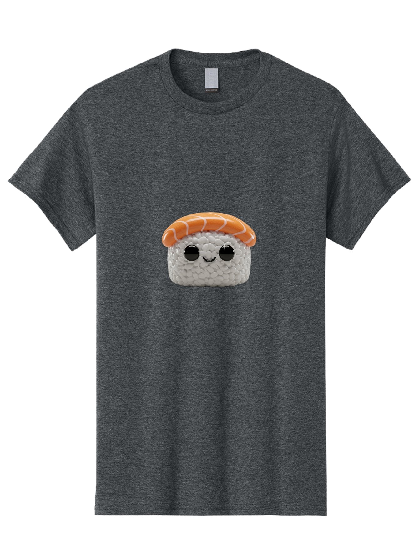 Salmon-Sushi-2 Men'S Graphic Tee, 100% Cotton, Comfortable Casual Summer Wear, Machine Washable, Kawaii Sushi, Cute Cartoon Food, Sushi Character, Japanese Cuisine, Adorable Plush Toy, Smiling Sushi, Orange Salmon Topping, White Rice, Bad984 12