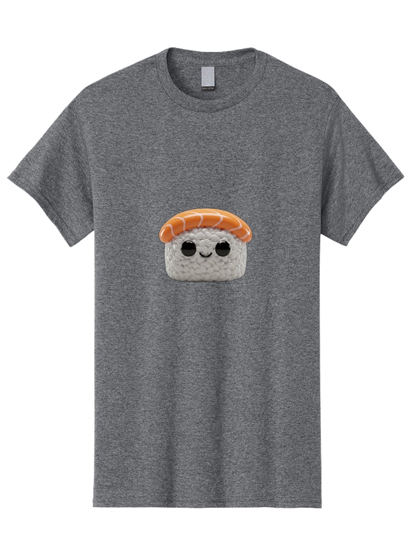 Salmon-Sushi-2 Men'S Graphic Tee, 100% Cotton, Comfortable Casual Summer Wear, Machine Washable, Kawaii Sushi, Cute Cartoon Food, Sushi Character, Japanese Cuisine, Adorable Plush Toy, Smiling Sushi, Orange Salmon Topping, White Rice, Bad984 13