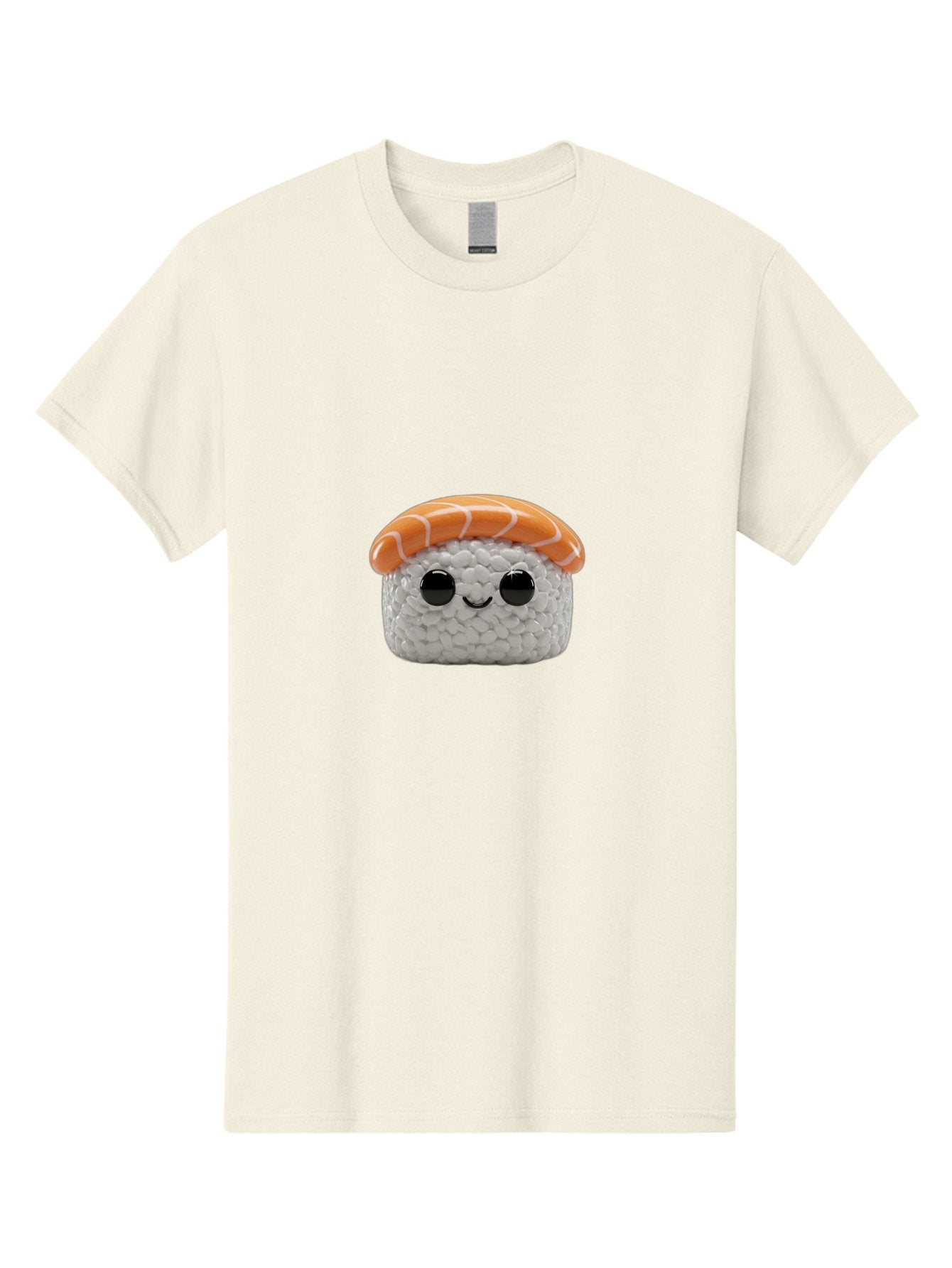 Salmon-Sushi-2 Men'S Graphic Tee, 100% Cotton, Comfortable Casual Summer Wear, Machine Washable, Kawaii Sushi, Cute Cartoon Food, Sushi Character, Japanese Cuisine, Adorable Plush Toy, Smiling Sushi, Orange Salmon Topping, White Rice, Bad984 9