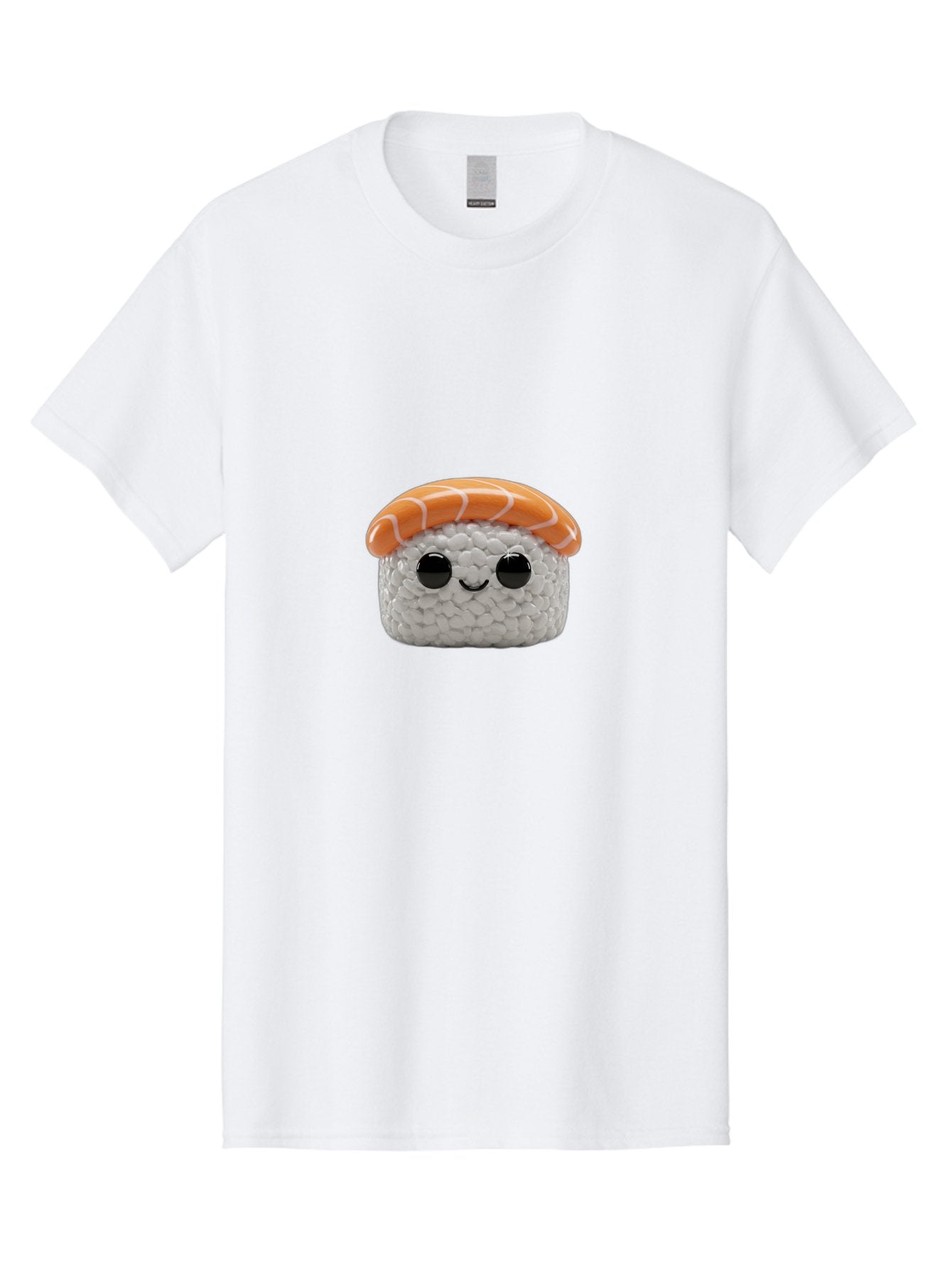 Salmon-Sushi-2 Men'S Graphic Tee, 100% Cotton, Comfortable Casual Summer Wear, Machine Washable, Kawaii Sushi, Cute Cartoon Food, Sushi Character, Japanese Cuisine, Adorable Plush Toy, Smiling Sushi, Orange Salmon Topping, White Rice, Bad984 10