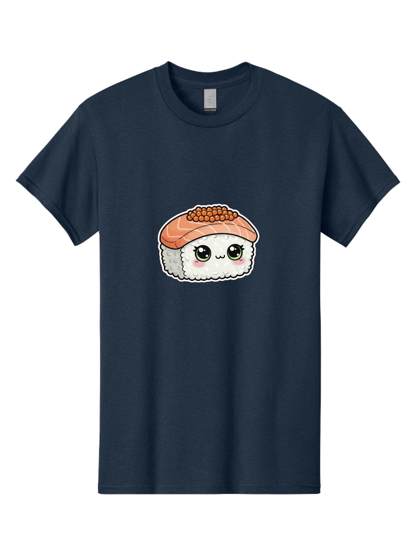 Salmon-Sushi-4 Men'S Graphic Tee, 100% Cotton, Comfortable Casual Summer Wear, Machine Washable, Kawaii Sushi, Cartoon Food, Caviar Sushi Roll, Japanese Cuisine, White Rice, Salmon Sashimi, Orange Caviar, Cute Illustration, Kawaii Food, Bad986 5