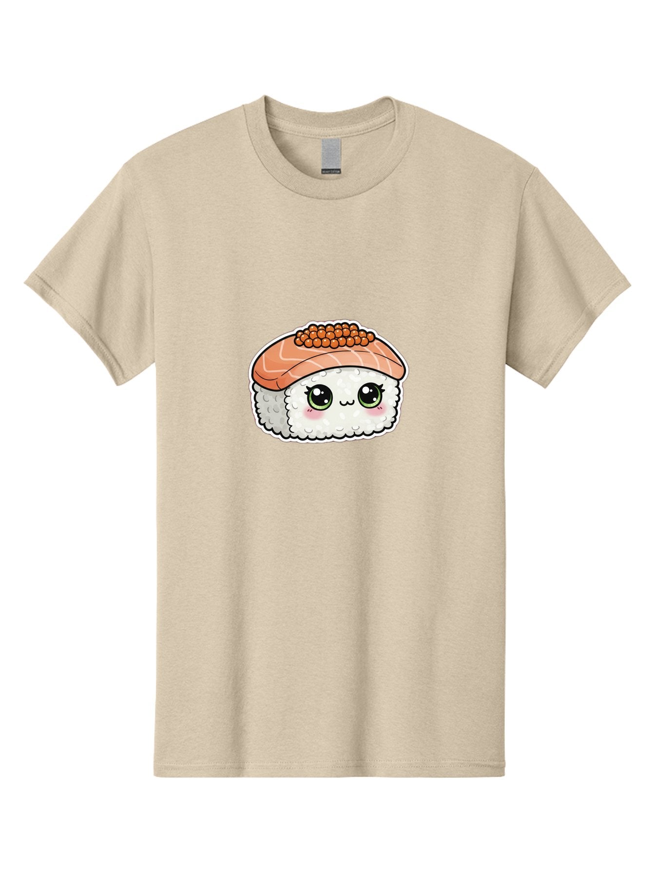 Salmon-Sushi-4 Men'S Graphic Tee, 100% Cotton, Comfortable Casual Summer Wear, Machine Washable, Kawaii Sushi, Cartoon Food, Caviar Sushi Roll, Japanese Cuisine, White Rice, Salmon Sashimi, Orange Caviar, Cute Illustration, Kawaii Food, Bad986 14