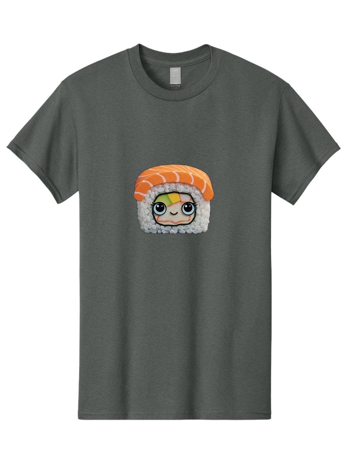 Salmon-Sushi-5 Men'S Graphic Tee, 100% Cotton, Comfortable Casual Summer Wear, Machine Washable, Cartoon Sushi, Kawaii Food, Sushi Character, Japanese Cuisine, Cute Anime, Food Illustration, Sushi Art, Orange Salmon Bad987