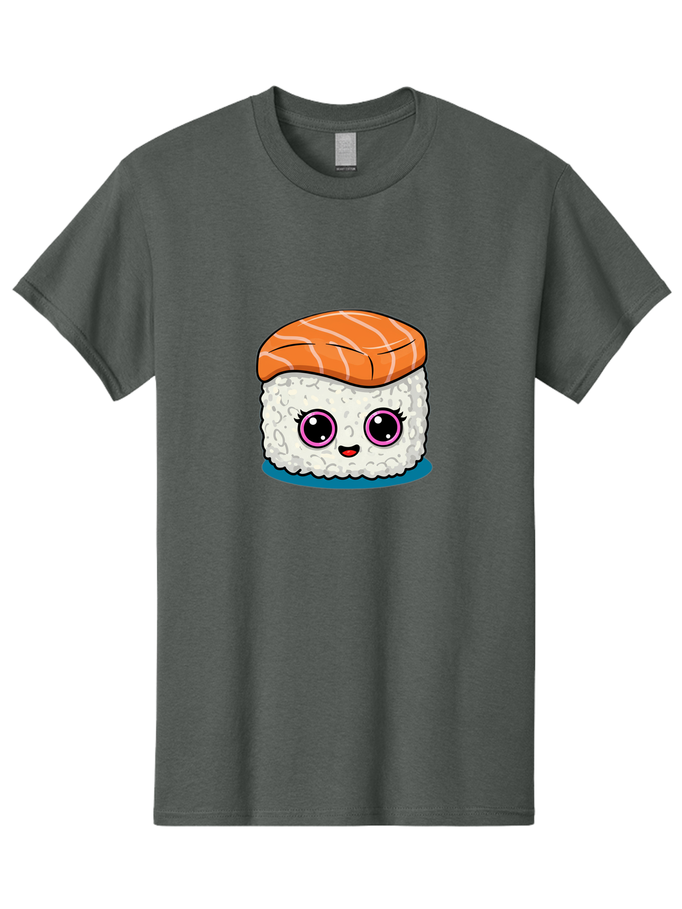 Salmon-Sushi Men'S Graphic Tee, 100% Cotton, Comfortable Casual Summer Wear, Machine Washable, Cartoon Sushi, Cute Sushi, Kawaii Food, Salmon Nigiri, Japanese Cuisine, Adorable Characters, Food Illustration, Sushi Art, Cartoon Character Design Bad988