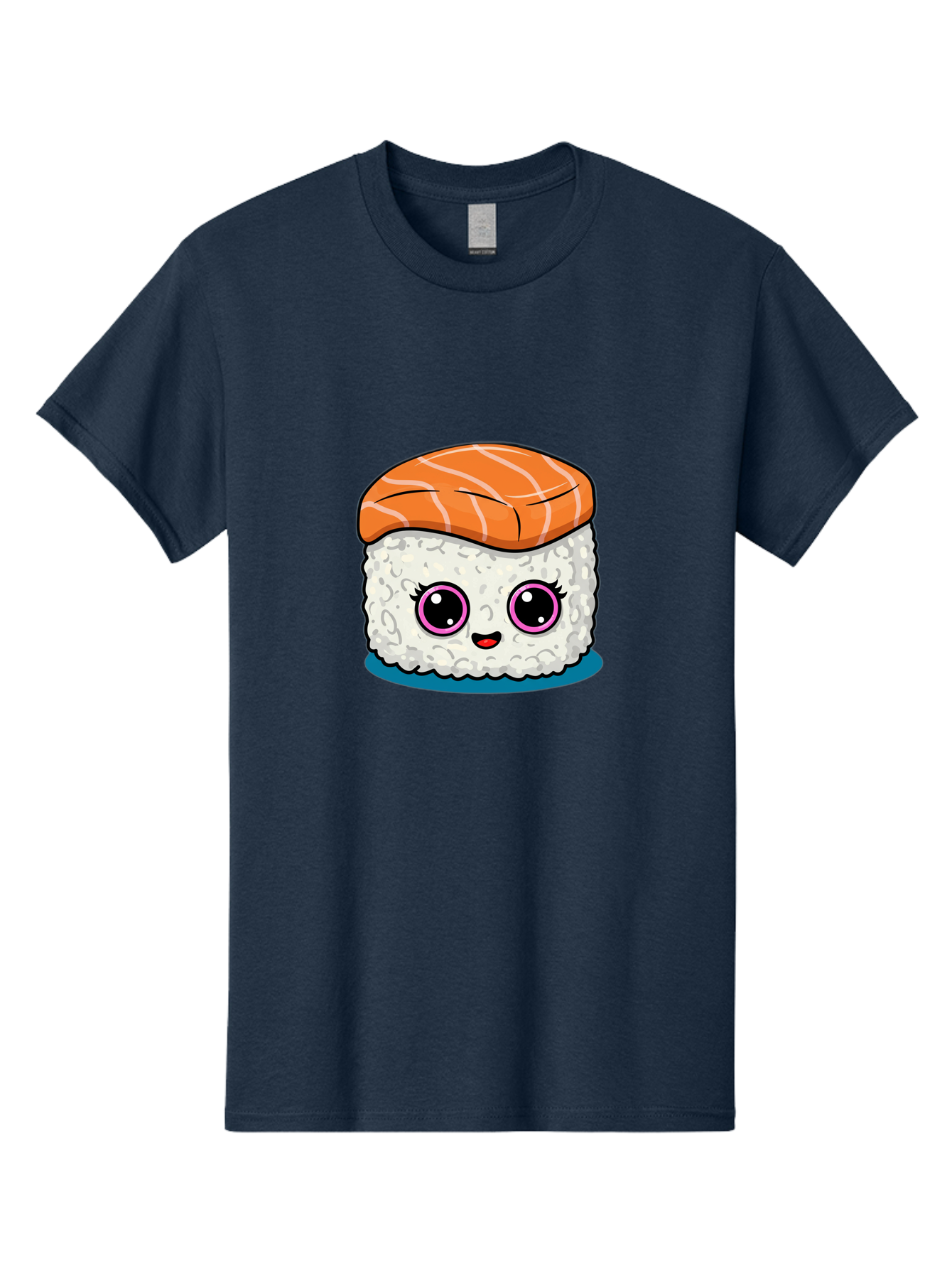 Salmon-Sushi Men'S Graphic Tee, 100% Cotton, Comfortable Casual Summer Wear, Machine Washable, Cartoon Sushi, Cute Sushi, Kawaii Food, Salmon Nigiri, Japanese Cuisine, Adorable Characters, Food Illustration, Sushi Art, Cartoon Character Design Bad988