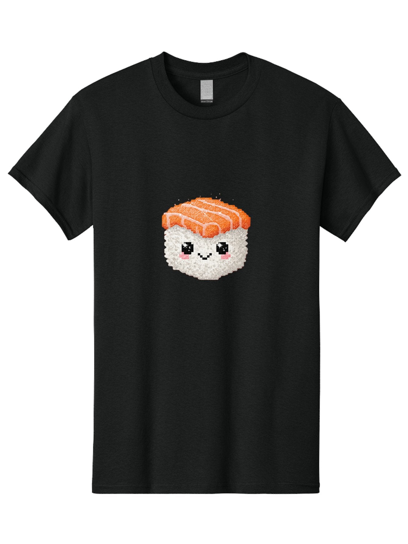 Smiling-Salmon-Sushi Men'S Graphic Tee, 100% Cotton, Comfortable Casual Summer Wear, Machine Washable, Pixel Art, Sushi With Face, Salmon Topping, White Rice, Kawaii Food, Cute Cartoon Character, Japanese Cuisine, Digital Illustration, Bad989 8