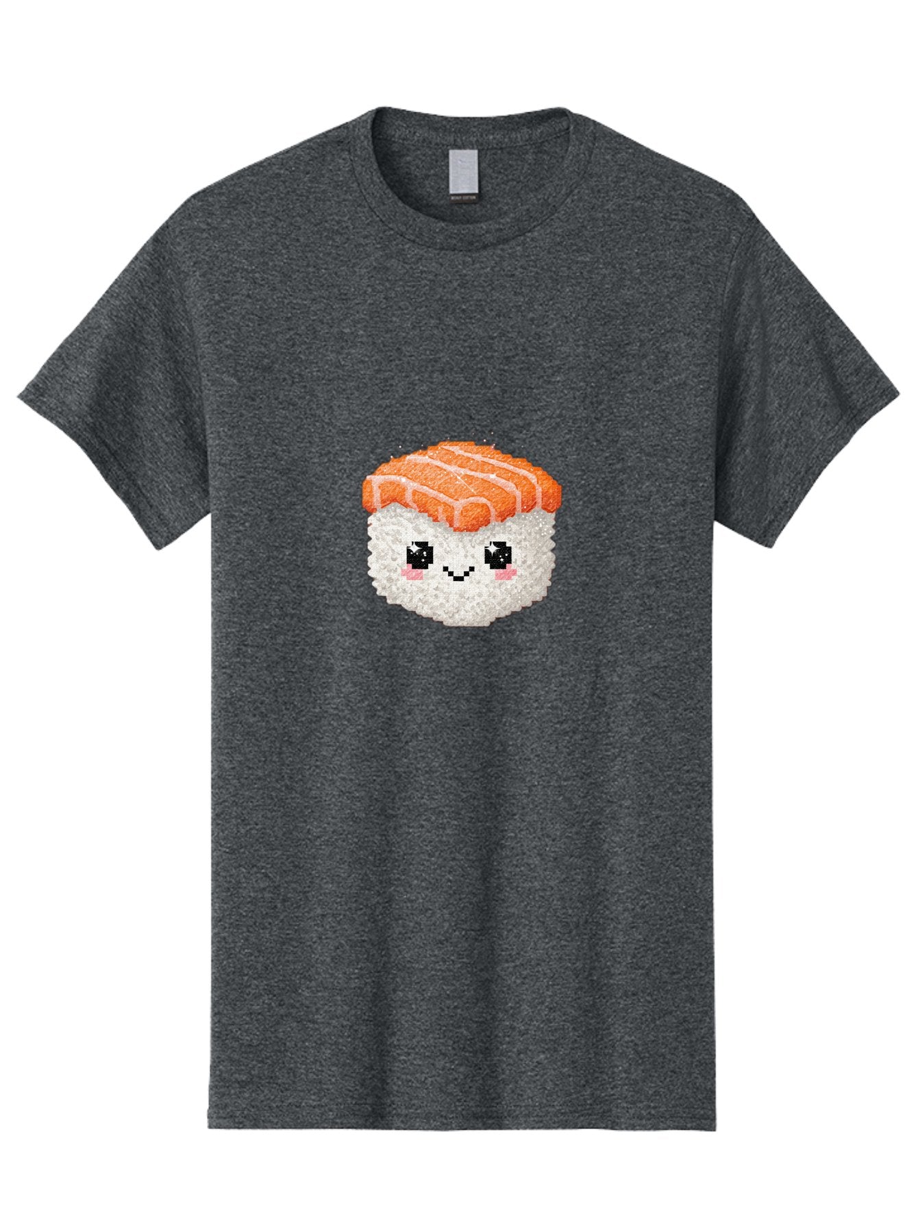 Smiling-Salmon-Sushi Men'S Graphic Tee, 100% Cotton, Comfortable Casual Summer Wear, Machine Washable, Pixel Art, Sushi With Face, Salmon Topping, White Rice, Kawaii Food, Cute Cartoon Character, Japanese Cuisine, Digital Illustration, Bad989 7