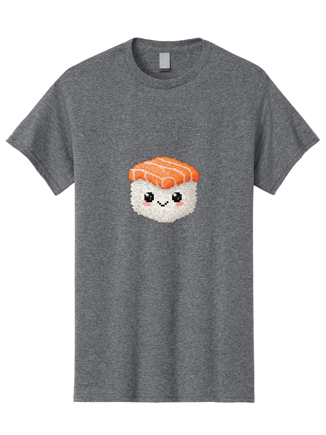 Smiling-Salmon-Sushi Men'S Graphic Tee, 100% Cotton, Comfortable Casual Summer Wear, Machine Washable, Pixel Art, Sushi With Face, Salmon Topping, White Rice, Kawaii Food, Cute Cartoon Character, Japanese Cuisine, Digital Illustration, Bad989 13