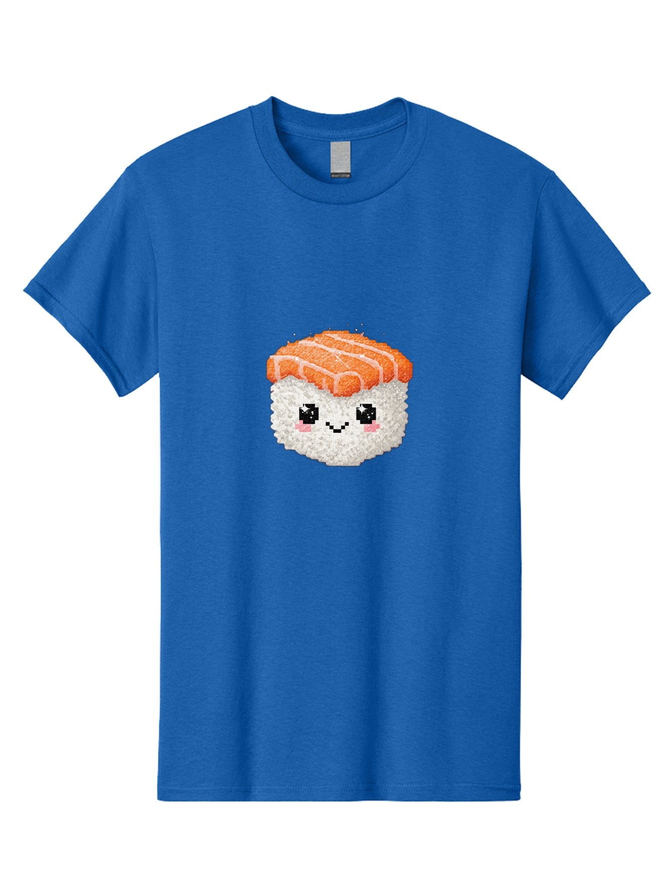 Smiling-Salmon-Sushi Men'S Graphic Tee, 100% Cotton, Comfortable Casual Summer Wear, Machine Washable, Pixel Art, Sushi With Face, Salmon Topping, White Rice, Kawaii Food, Cute Cartoon Character, Japanese Cuisine, Digital Illustration, Bad989 12