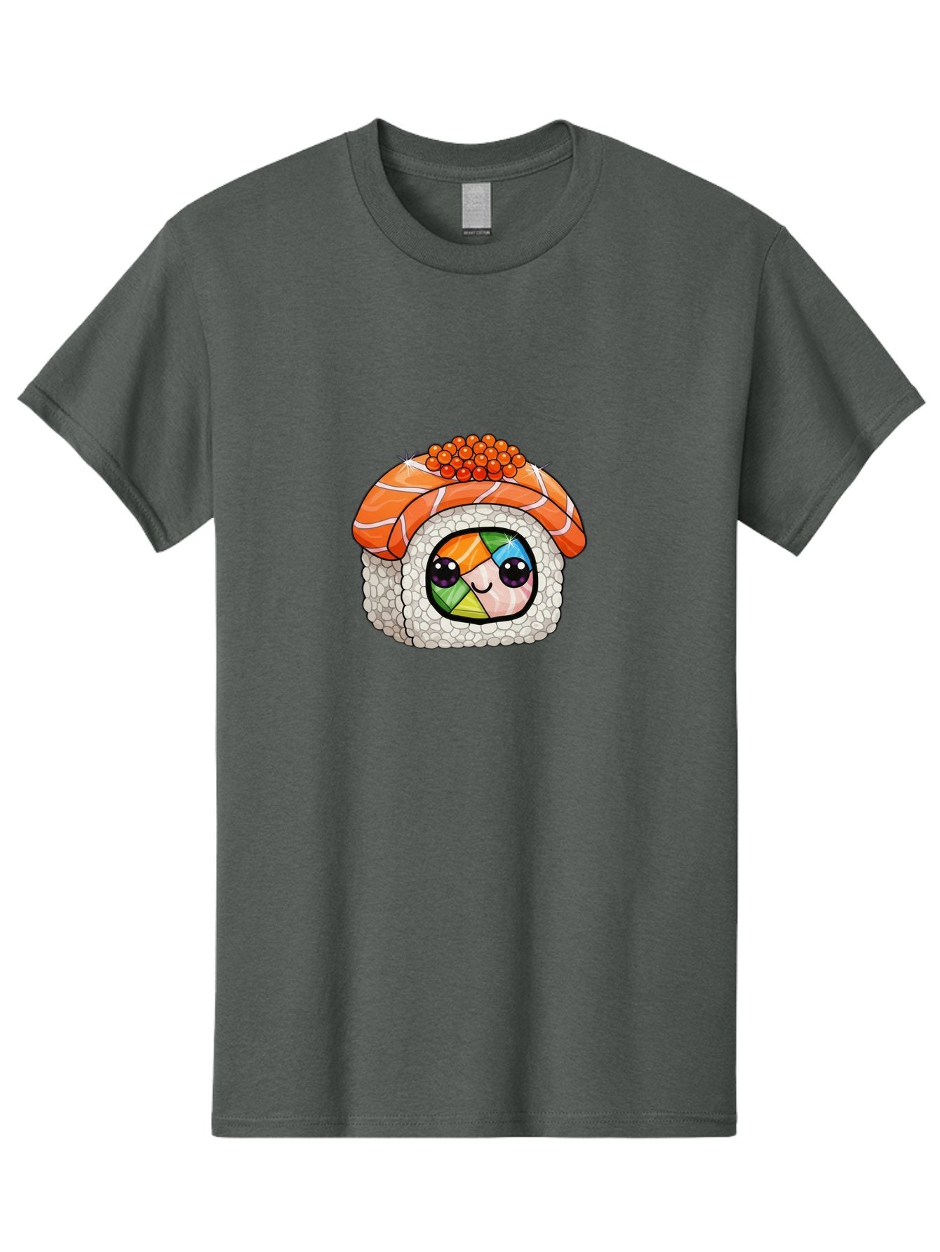 Smiling-Sushi Men'S Graphic Tee, 100% Cotton, Comfortable Casual Summer Wear, Machine Washable, Sushi Roll, Cartoon Sushi, Rainbow Filling, Orange Fish, Red Caviar, Kawaii Food, Sushi Art, Cute Sushi Bad990 7