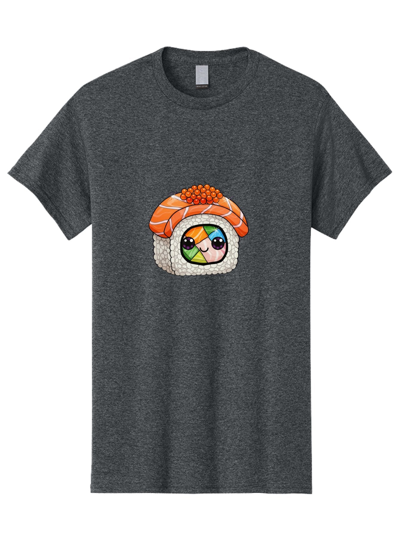 Smiling-Sushi Men'S Graphic Tee, 100% Cotton, Comfortable Casual Summer Wear, Machine Washable, Sushi Roll, Cartoon Sushi, Rainbow Filling, Orange Fish, Red Caviar, Kawaii Food, Sushi Art, Cute Sushi Bad990 12