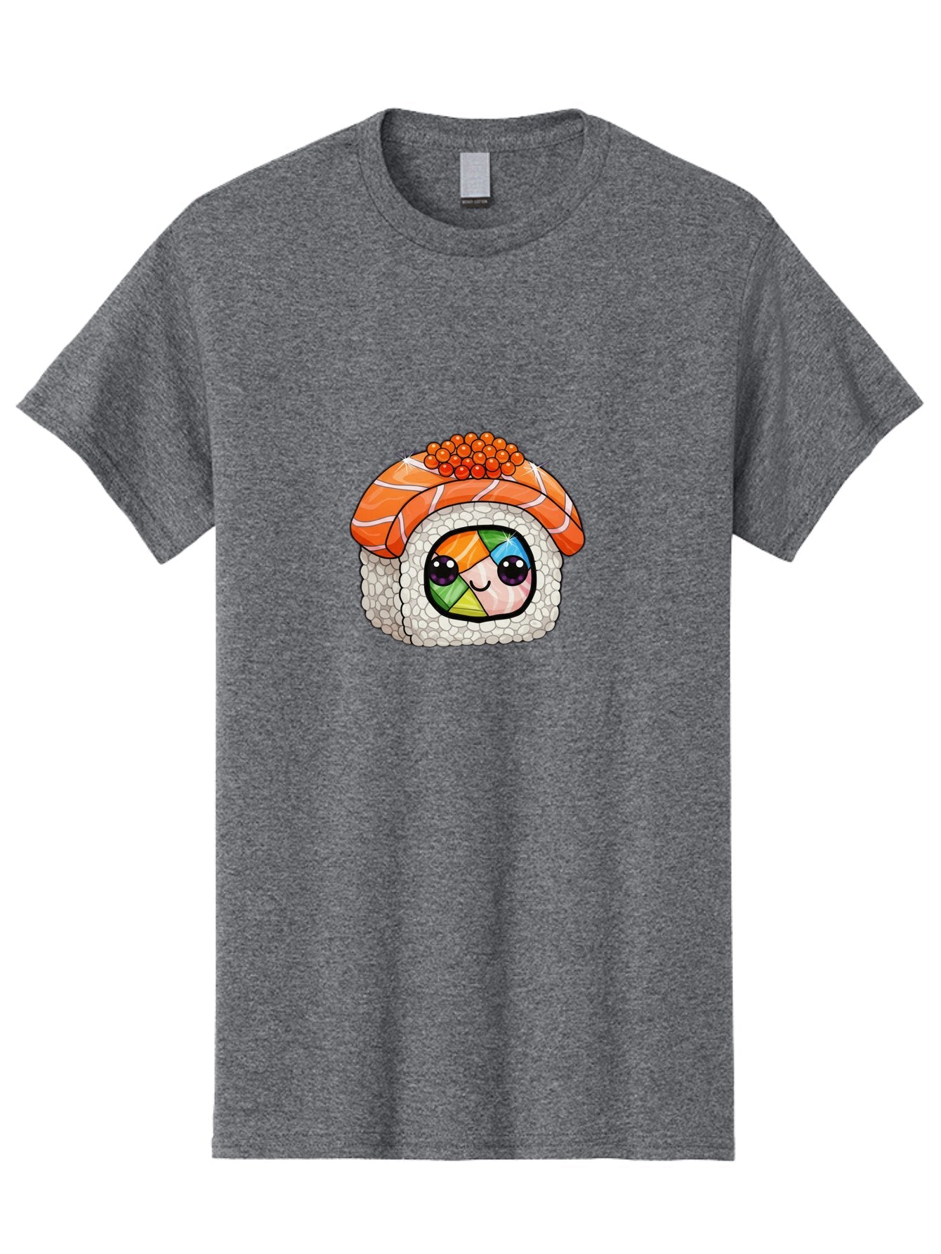 Smiling-Sushi Men'S Graphic Tee, 100% Cotton, Comfortable Casual Summer Wear, Machine Washable, Sushi Roll, Cartoon Sushi, Rainbow Filling, Orange Fish, Red Caviar, Kawaii Food, Sushi Art, Cute Sushi Bad990 6