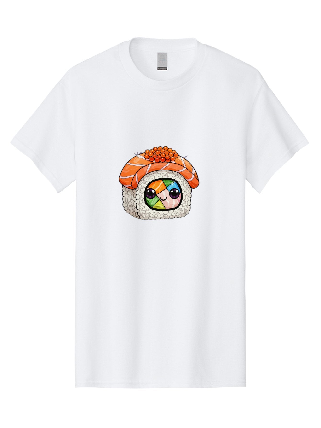 Smiling-Sushi Men'S Graphic Tee, 100% Cotton, Comfortable Casual Summer Wear, Machine Washable, Sushi Roll, Cartoon Sushi, Rainbow Filling, Orange Fish, Red Caviar, Kawaii Food, Sushi Art, Cute Sushi Bad990 5