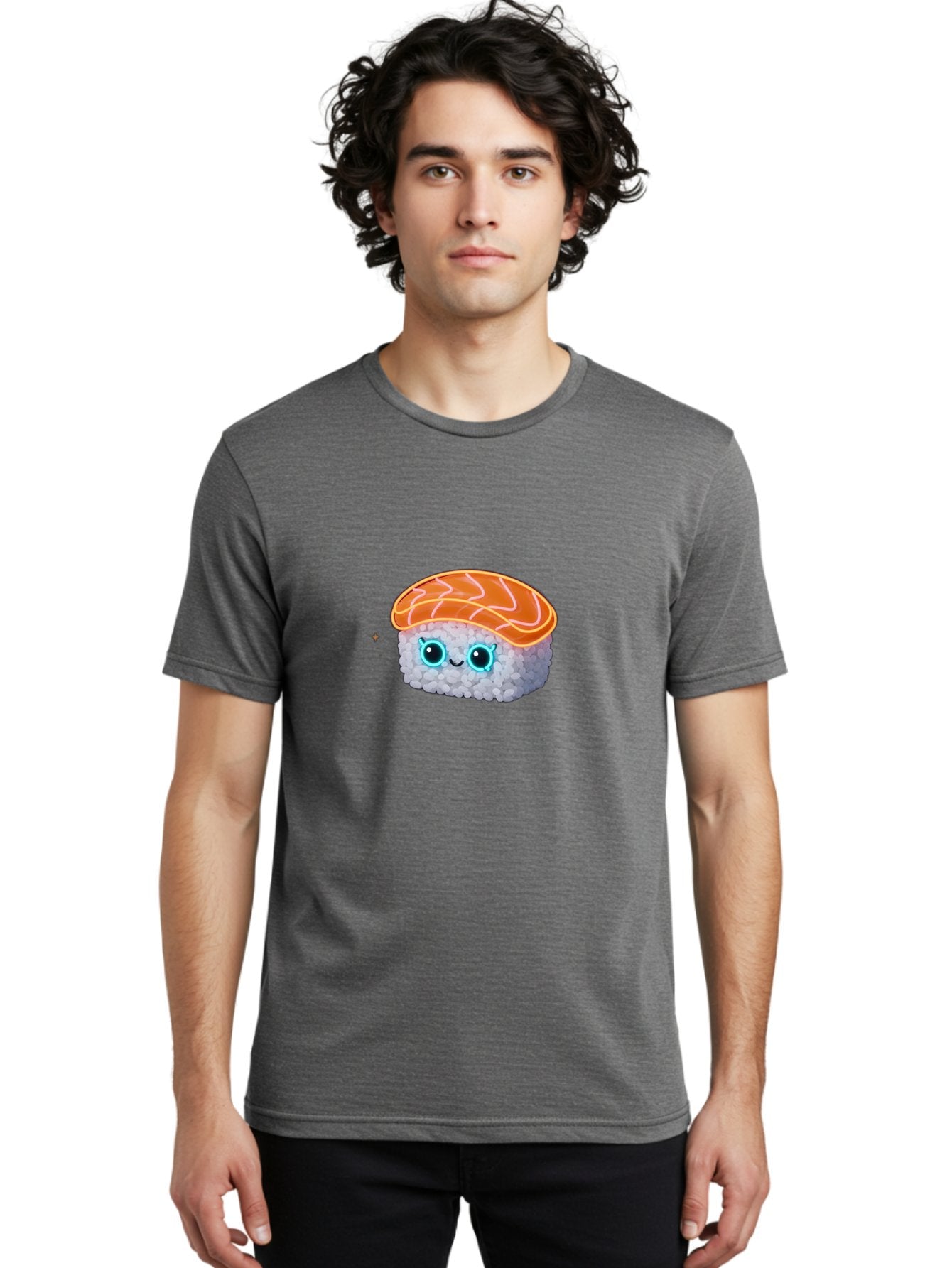 Sushi-1 Men'S Graphic Tee, 100% Cotton, Comfortable Casual Summer Wear, Machine Washable, Cartoon Sushi, Adorable Sushi, Japanese Cuisine, Raw Salmon, Cute Eyes, Smiling Face, Kawaii Food, Sushi Roll, Cute Cartoon, Food Illustration Bad992 26