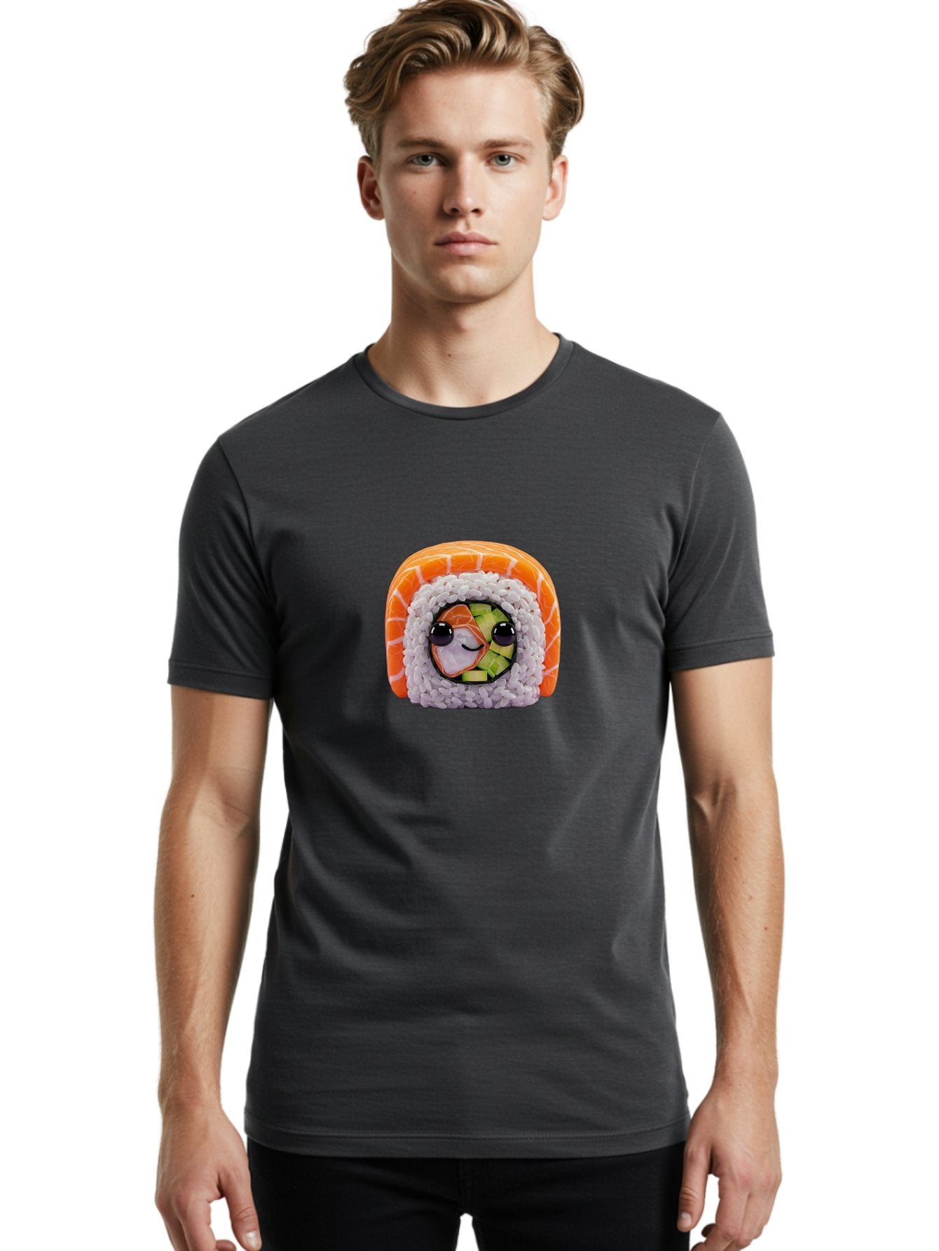 Sushi-Cartoon-Character-1 Men'S Graphic Tee, 100% Cotton, Comfortable Casual Summer Wear, Machine Washable, Sushi Roll, Kawaii Food, Plush Toy, Cartoon Character, Cute Sushi, Japanese Cuisine, Adorable Plushie, Soft Toy, Cartoon Eyes, Bad993 16