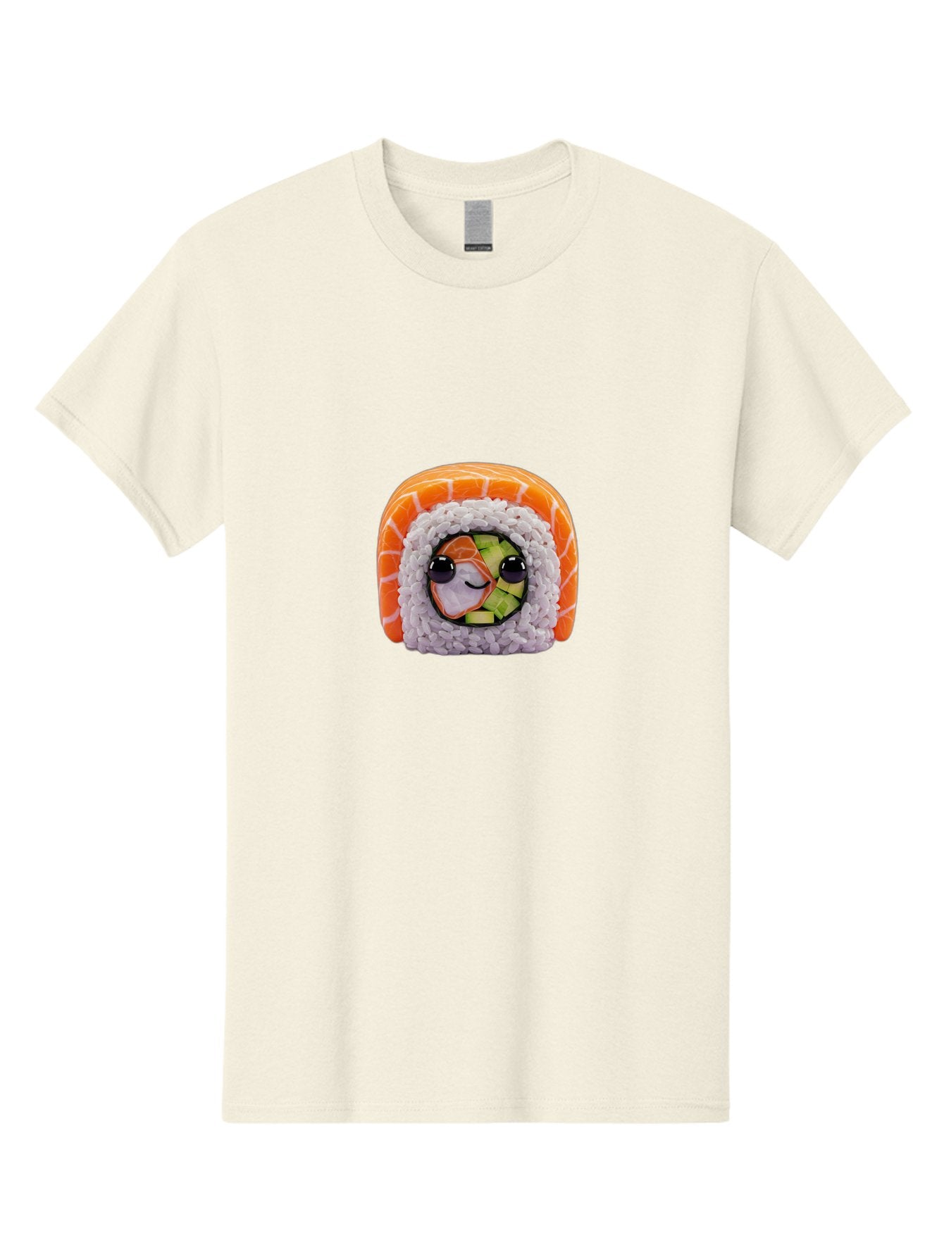 Sushi-Cartoon-Character-1 Men'S Graphic Tee, 100% Cotton, Comfortable Casual Summer Wear, Machine Washable, Sushi Roll, Kawaii Food, Plush Toy, Cartoon Character, Cute Sushi, Japanese Cuisine, Adorable Plushie, Soft Toy, Cartoon Eyes, Bad993