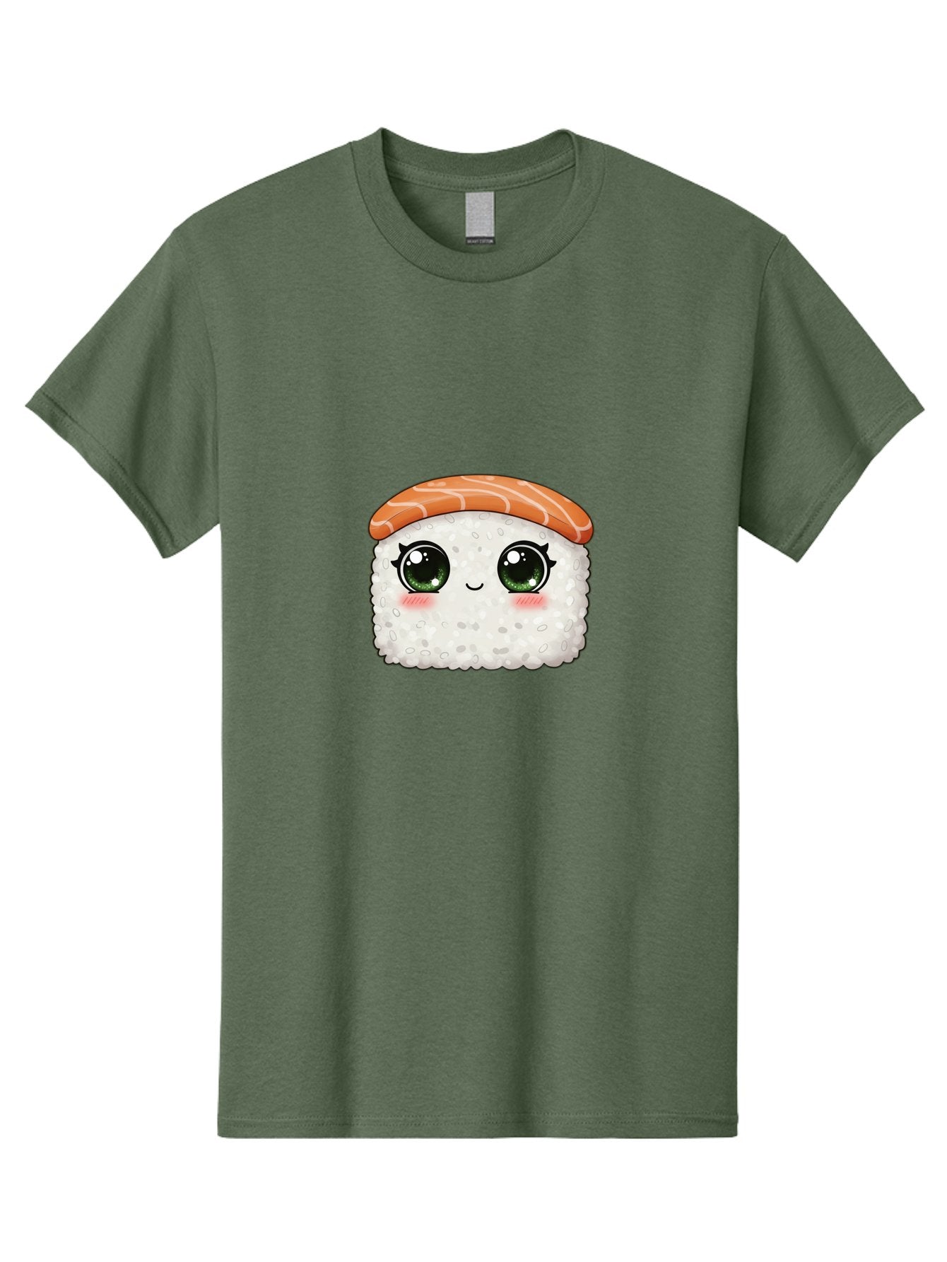 Sushi-Cartoon-Character Men'S Graphic Tee, 100% Cotton, Comfortable Casual Summer Wear, Machine Washable, Cartoon Sushi, Japanese Cuisine, Sushi Roll, Kawaii Food, Adorable Character, Green Eyes, Salmon Topping, White Rice, Cute Expression, Bad994 6