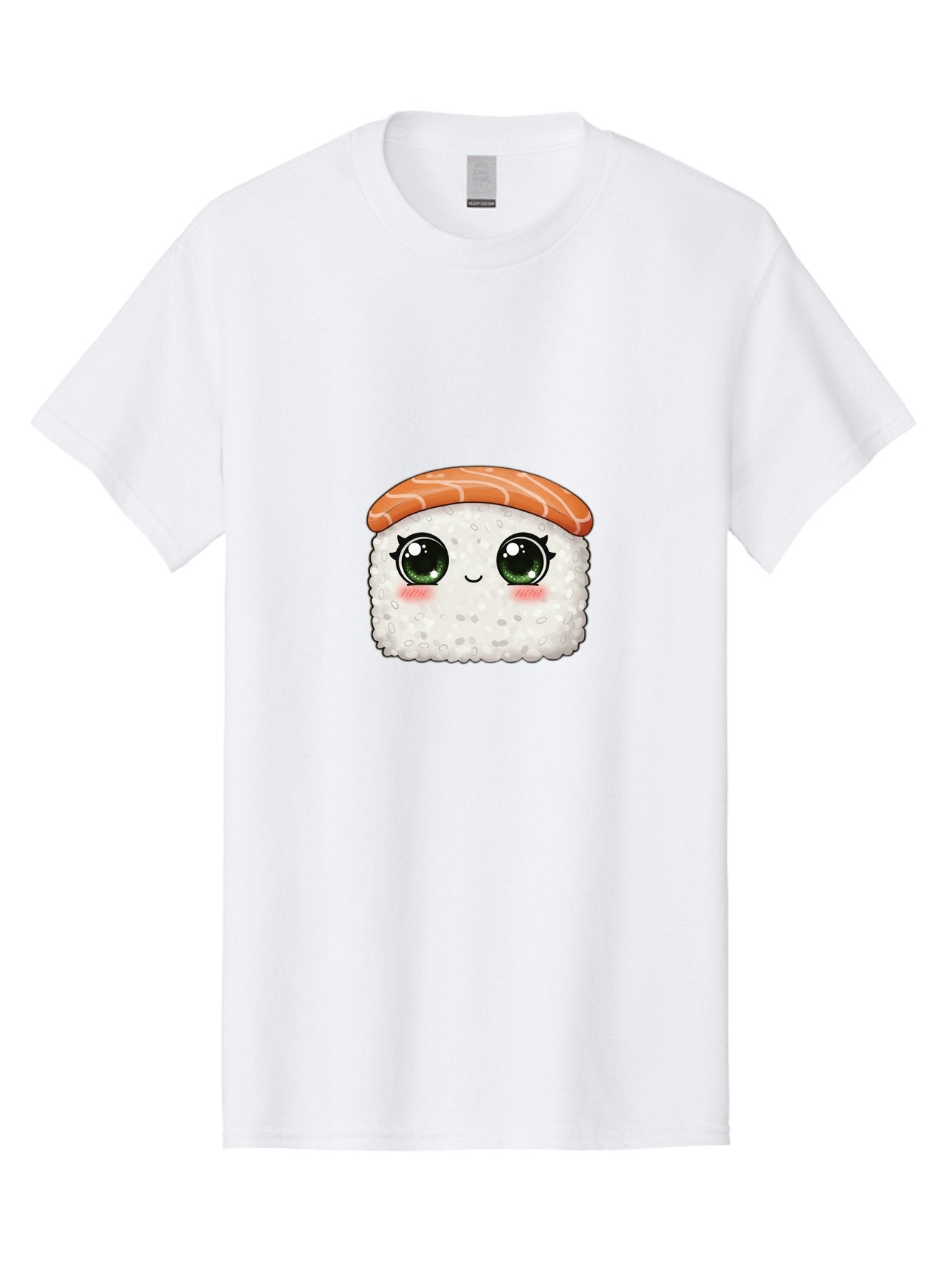Sushi-Cartoon-Character Men'S Graphic Tee, 100% Cotton, Comfortable Casual Summer Wear, Machine Washable, Cartoon Sushi, Japanese Cuisine, Sushi Roll, Kawaii Food, Adorable Character, Green Eyes, Salmon Topping, White Rice, Cute Expression, Bad994 9