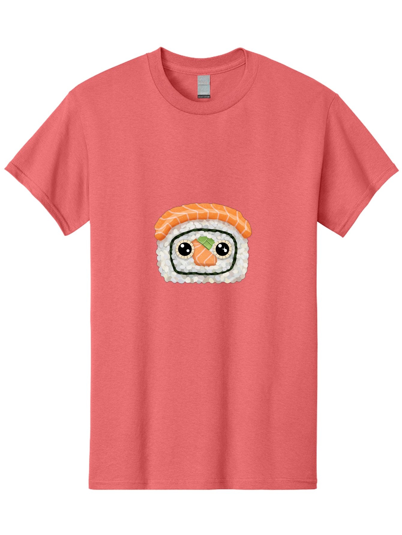 Sushi-Emoji Men'S Graphic Tee, 100% Cotton, Comfortable Casual Summer Wear, Machine Washable, Sushi With Face, Cartoon-Style Food, Kawaii Art, Sushi Roll, Anime-Inspired, Cute Illustration, Playful Design, Foodie Art Bad995 5