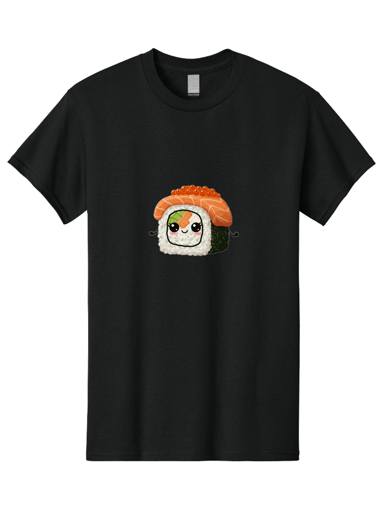 Sushi-Roll Men'S Graphic Tee, 100% Cotton, Comfortable Casual Summer Wear, Machine Washable, Kawaii Sushi Roll, Cartoon Sushi, Adorable Food, Sushi Character, Cute Anime Art, Foodie Illustrations, Mignardise, Orange Salmon, Sushi Love Bad999 5