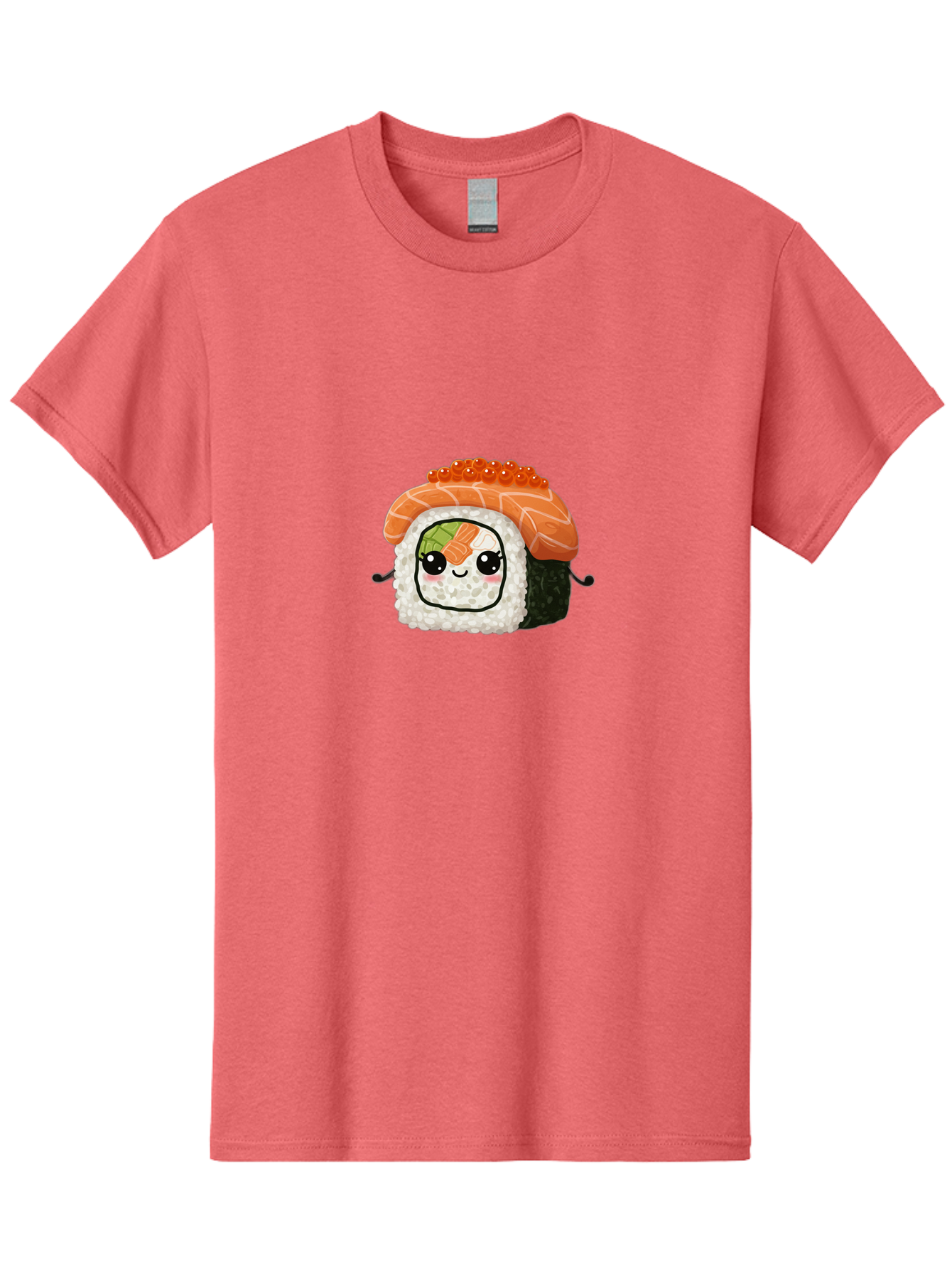 Sushi-Roll Men'S Graphic Tee, 100% Cotton, Comfortable Casual Summer Wear, Machine Washable, Kawaii Sushi Roll, Cartoon Sushi, Adorable Food, Sushi Character, Cute Anime Art, Foodie Illustrations, Mignardise, Orange Salmon, Sushi Love Bad999 8