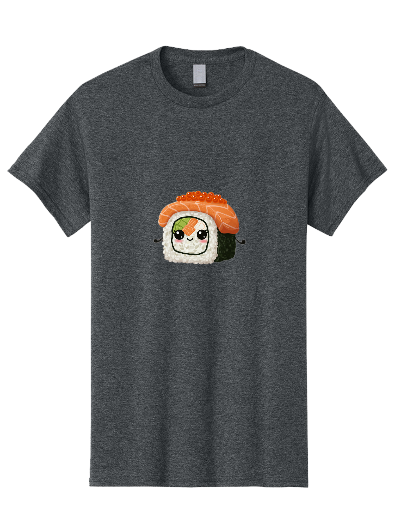 Sushi-Roll Men'S Graphic Tee, 100% Cotton, Comfortable Casual Summer Wear, Machine Washable, Kawaii Sushi Roll, Cartoon Sushi, Adorable Food, Sushi Character, Cute Anime Art, Foodie Illustrations, Mignardise, Orange Salmon, Sushi Love Bad999 3