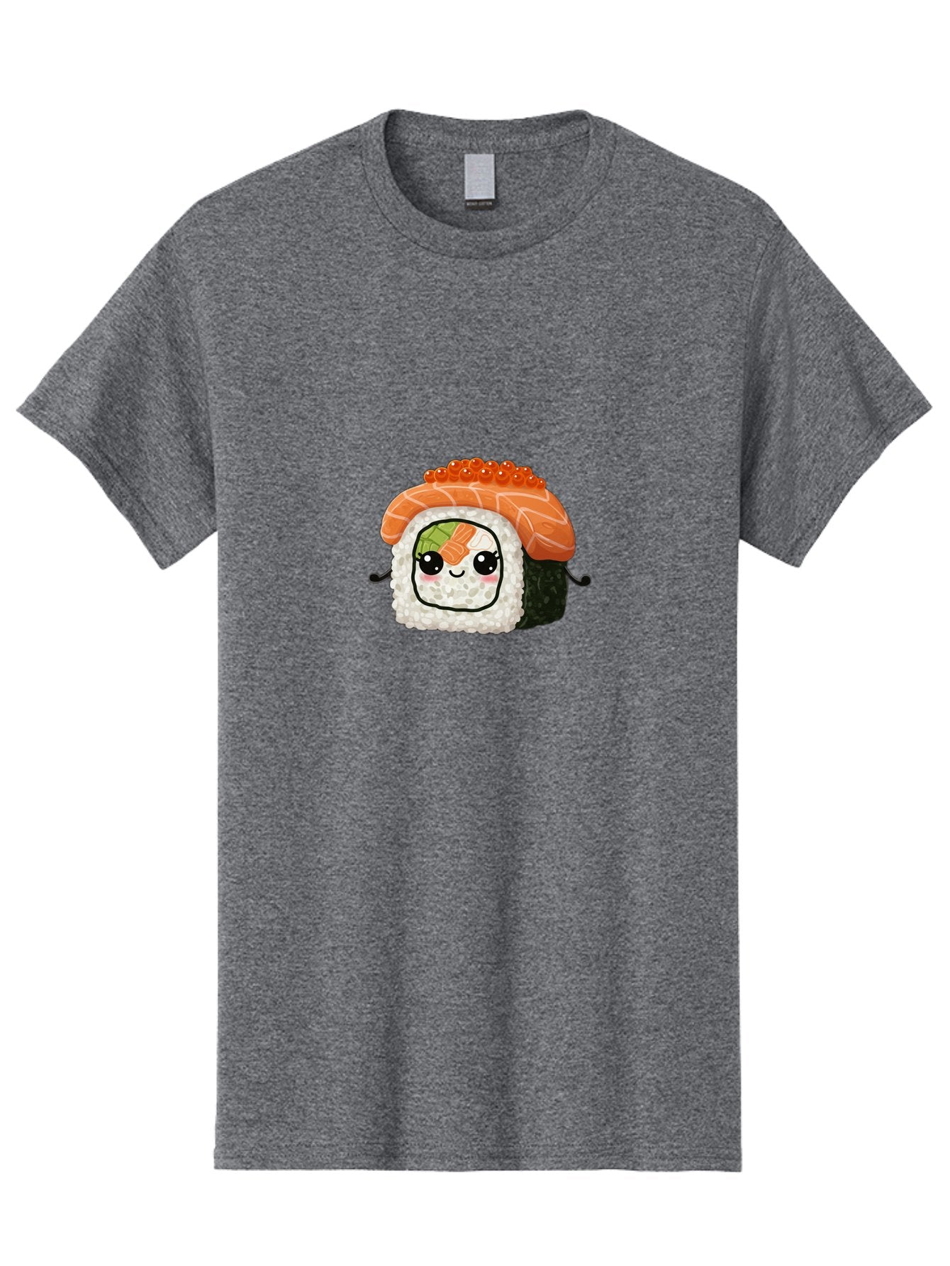 Sushi-Roll Men'S Graphic Tee, 100% Cotton, Comfortable Casual Summer Wear, Machine Washable, Kawaii Sushi Roll, Cartoon Sushi, Adorable Food, Sushi Character, Cute Anime Art, Foodie Illustrations, Mignardise, Orange Salmon, Sushi Love Bad999 4
