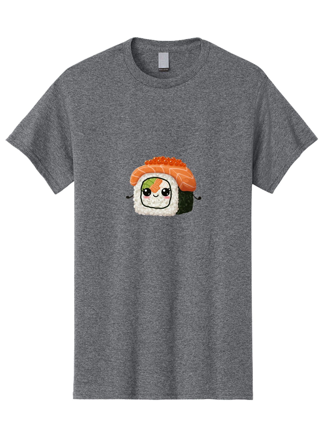 Sushi-Roll Men'S Graphic Tee, 100% Cotton, Comfortable Casual Summer Wear, Machine Washable, Kawaii Sushi Roll, Cartoon Sushi, Adorable Food, Sushi Character, Cute Anime Art, Foodie Illustrations, Mignardise, Orange Salmon, Sushi Love Bad999 12