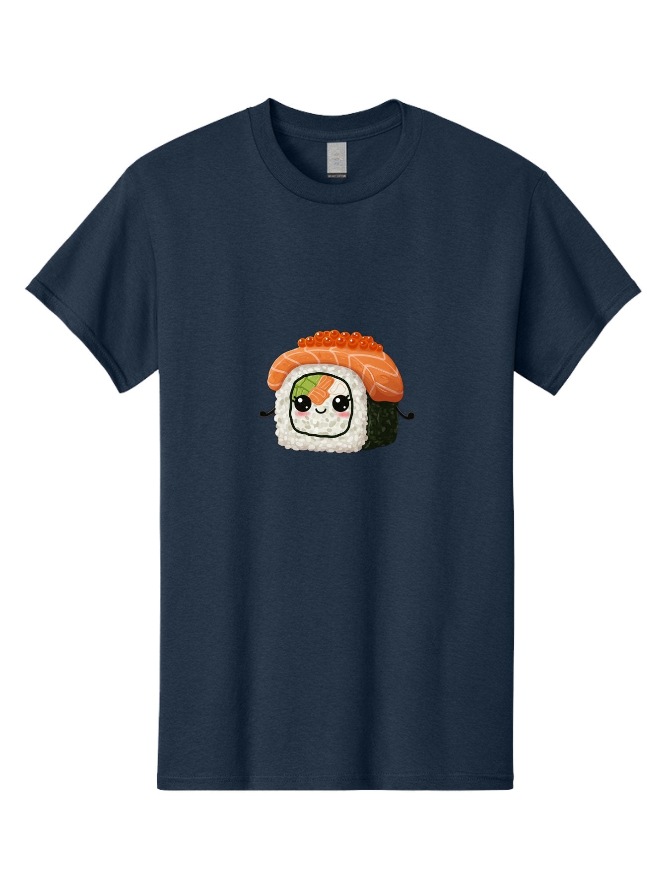 Sushi-Roll Men'S Graphic Tee, 100% Cotton, Comfortable Casual Summer Wear, Machine Washable, Kawaii Sushi Roll, Cartoon Sushi, Adorable Food, Sushi Character, Cute Anime Art, Foodie Illustrations, Mignardise, Orange Salmon, Sushi Love Bad999 15