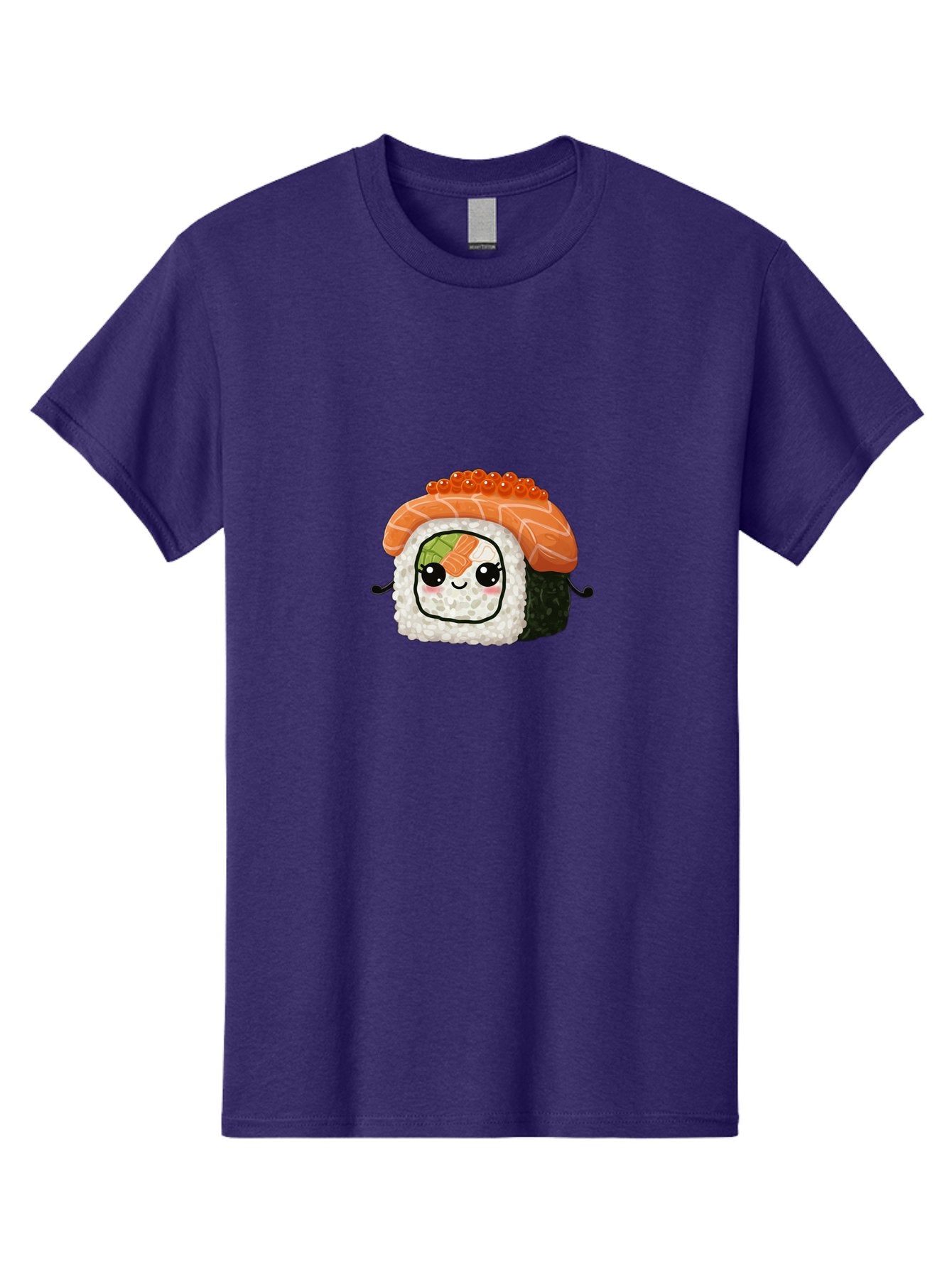 Sushi-Roll Men'S Graphic Tee, 100% Cotton, Comfortable Casual Summer Wear, Machine Washable, Kawaii Sushi Roll, Cartoon Sushi, Adorable Food, Sushi Character, Cute Anime Art, Foodie Illustrations, Mignardise, Orange Salmon, Sushi Love Bad999 7