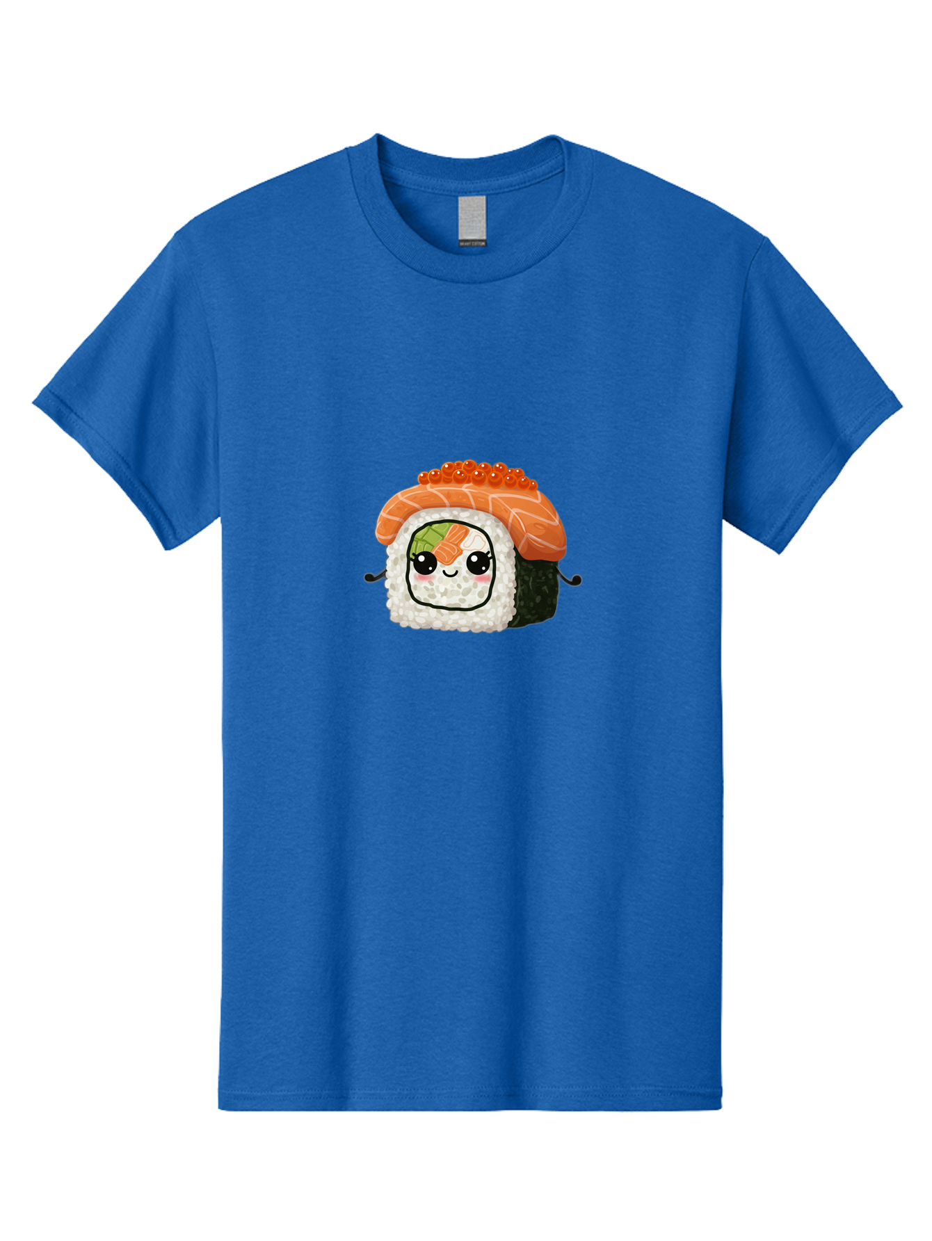 Sushi-Roll Men'S Graphic Tee, 100% Cotton, Comfortable Casual Summer Wear, Machine Washable, Kawaii Sushi Roll, Cartoon Sushi, Adorable Food, Sushi Character, Cute Anime Art, Foodie Illustrations, Mignardise, Orange Salmon, Sushi Love Bad999 6