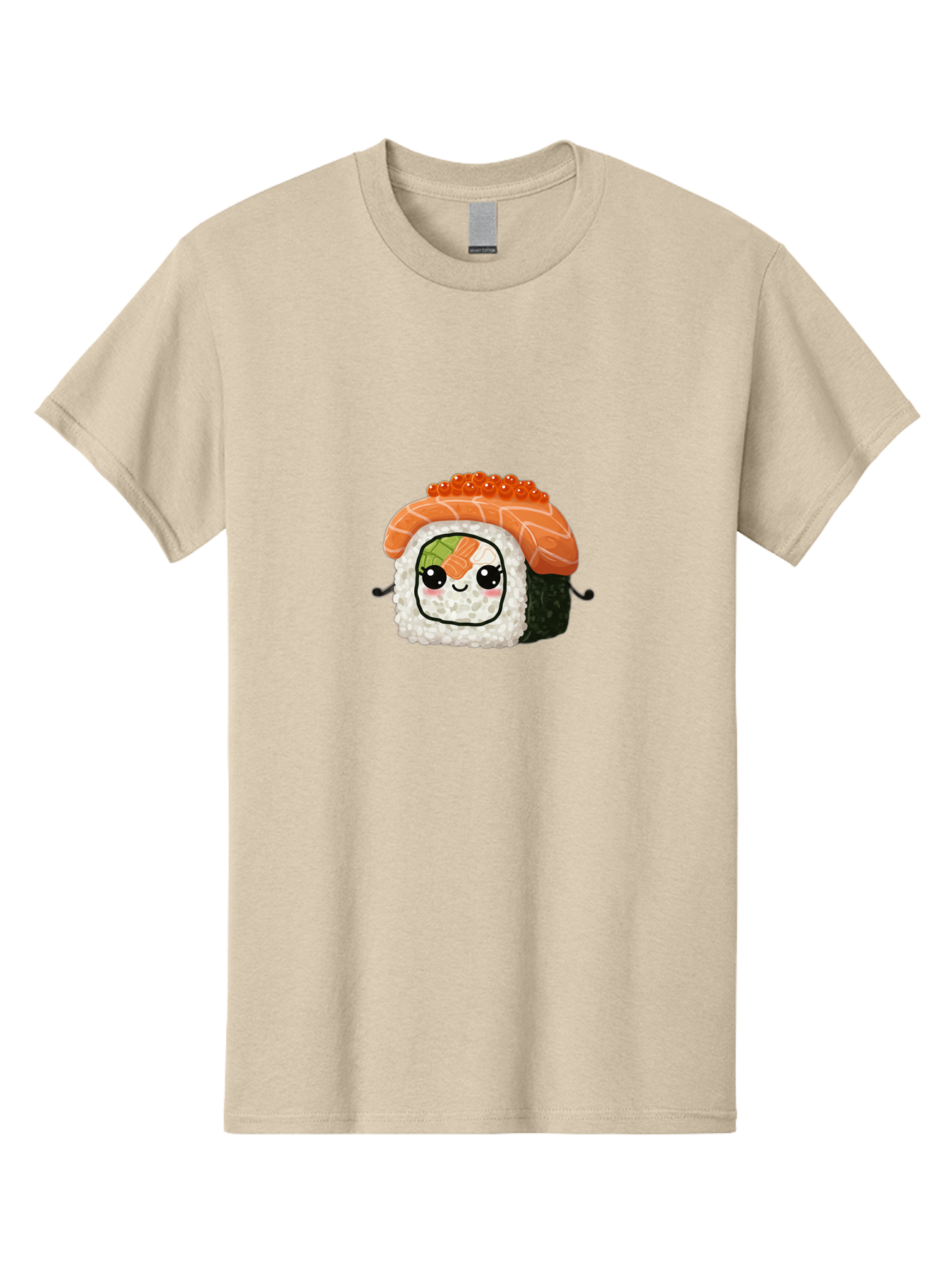 Sushi-Roll Men'S Graphic Tee, 100% Cotton, Comfortable Casual Summer Wear, Machine Washable, Kawaii Sushi Roll, Cartoon Sushi, Adorable Food, Sushi Character, Cute Anime Art, Foodie Illustrations, Mignardise, Orange Salmon, Sushi Love Bad999 14