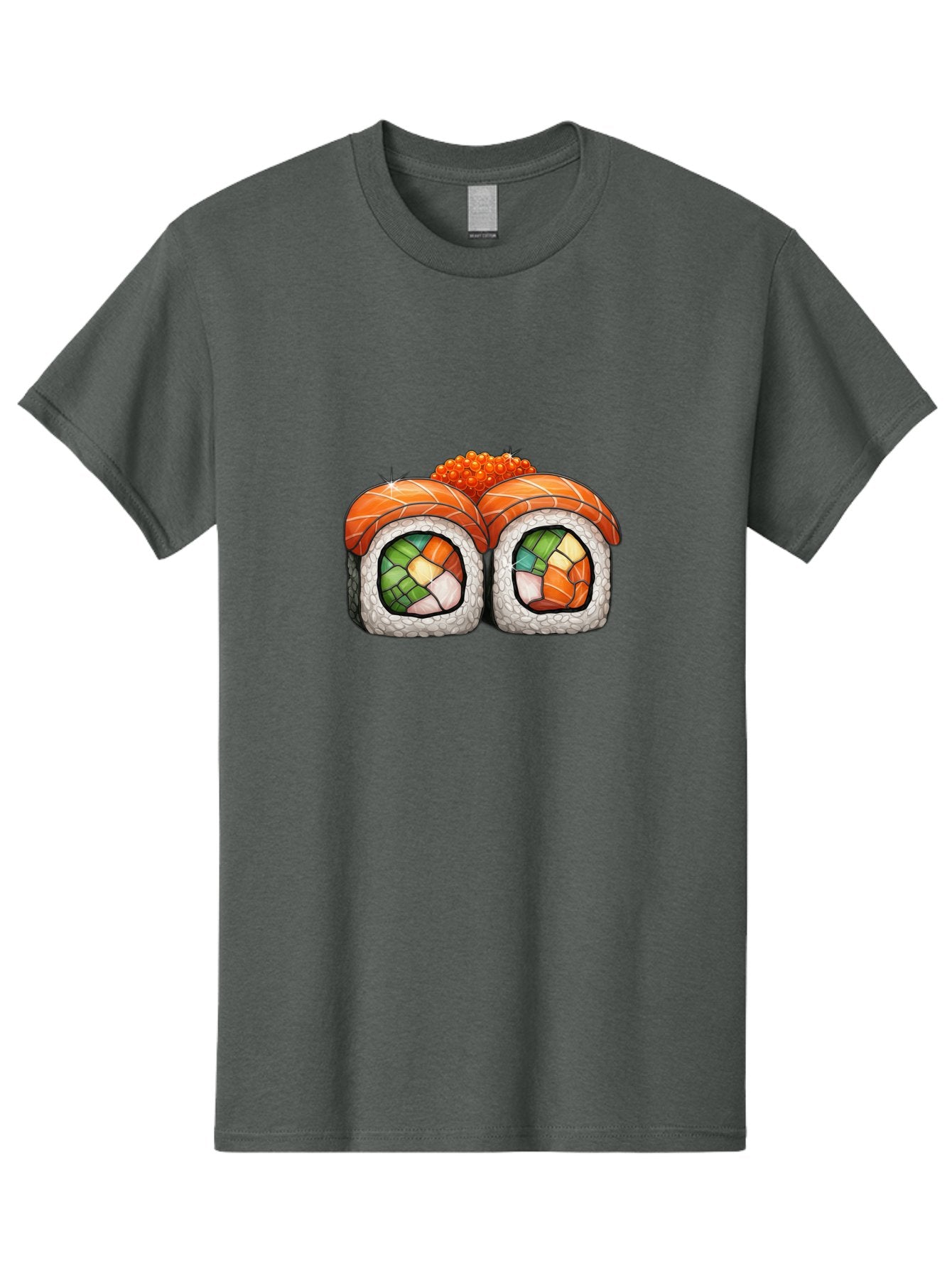 Sushi-Rolls Men'S Graphic Tee, 100% Cotton, Comfortable Casual Summer Wear, Machine Washable, Sushi Rolls, Salmon Sushi, Japanese Cuisine, Raw Fish, Sushi Art, Vibrant Colors, Food Illustration, Colorful Sushi, Sushi Rolls With Caviar Bae000 3