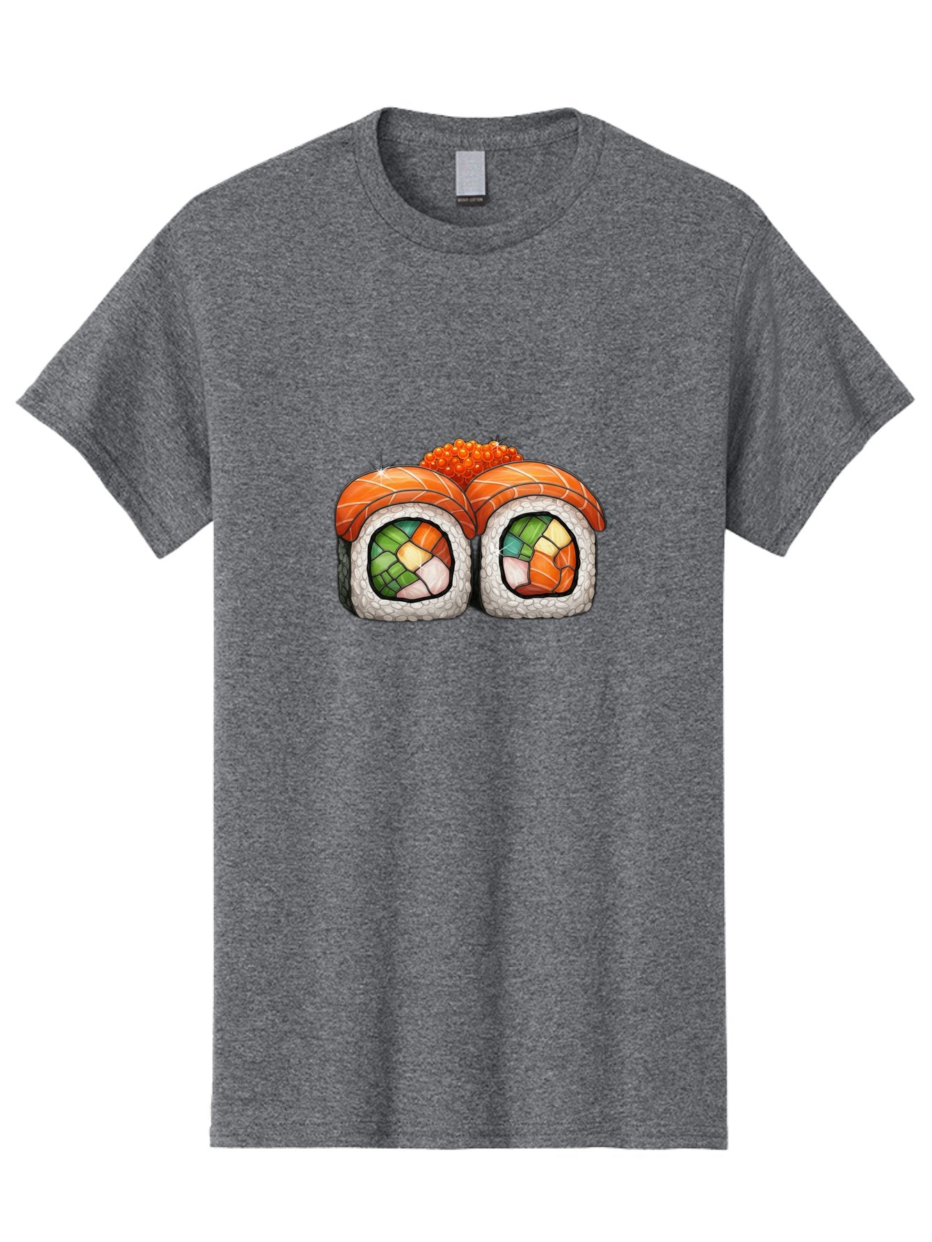 Sushi-Rolls Men'S Graphic Tee, 100% Cotton, Comfortable Casual Summer Wear, Machine Washable, Sushi Rolls, Salmon Sushi, Japanese Cuisine, Raw Fish, Sushi Art, Vibrant Colors, Food Illustration, Colorful Sushi, Sushi Rolls With Caviar Bae000 10