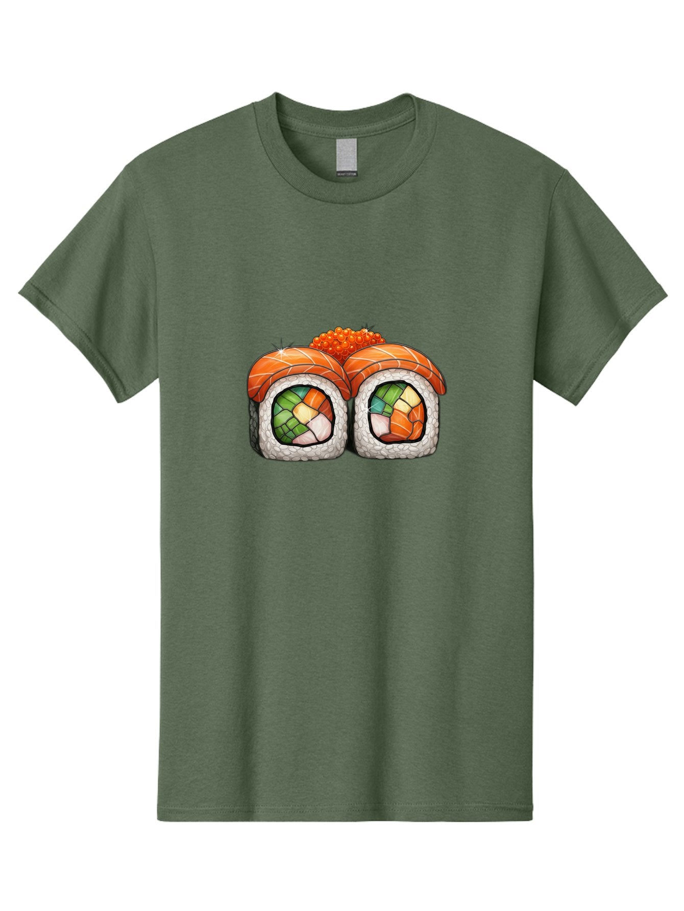 Sushi-Rolls Men'S Graphic Tee, 100% Cotton, Comfortable Casual Summer Wear, Machine Washable, Sushi Rolls, Salmon Sushi, Japanese Cuisine, Raw Fish, Sushi Art, Vibrant Colors, Food Illustration, Colorful Sushi, Sushi Rolls With Caviar Bae000 5