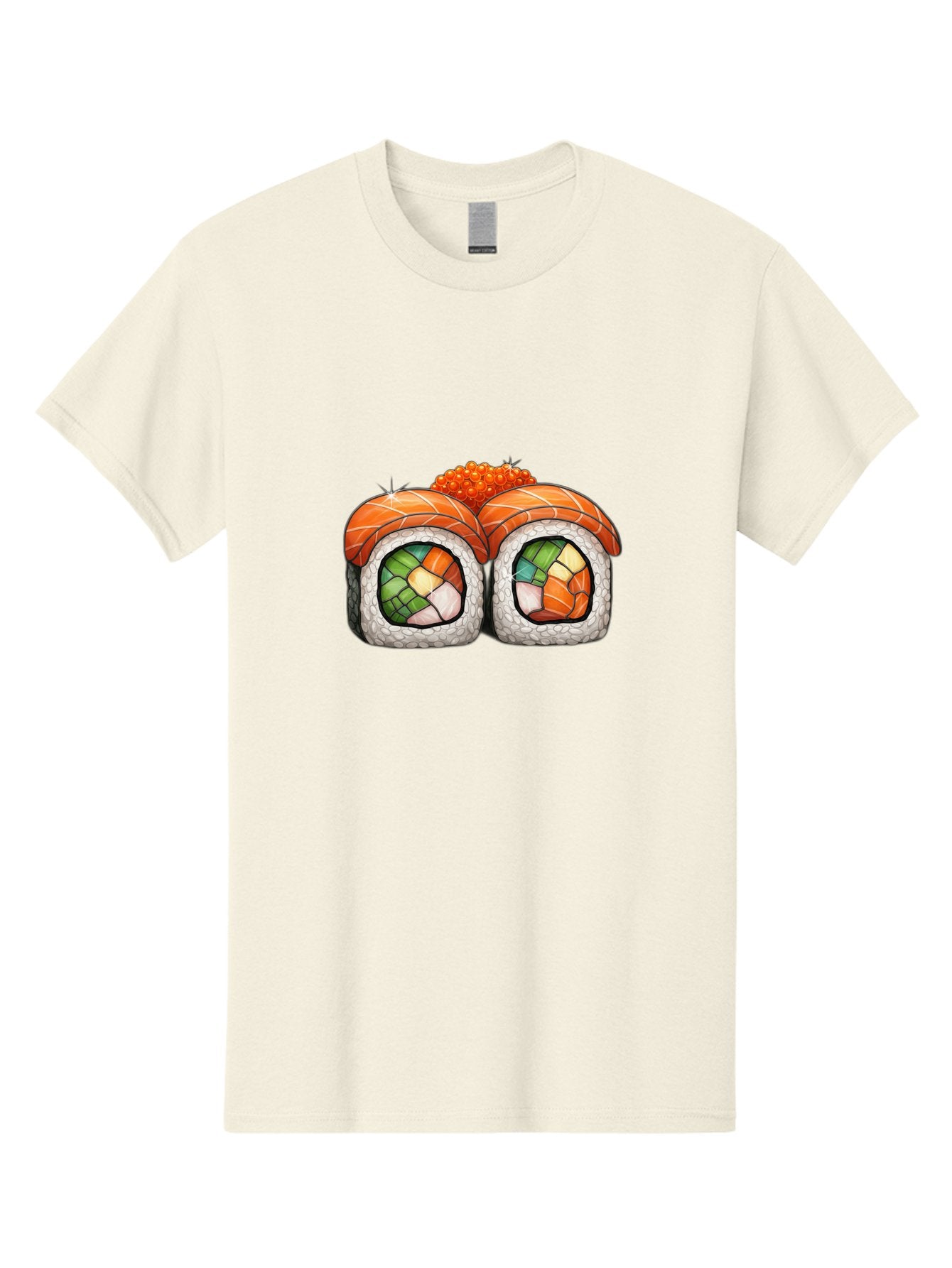 Sushi-Rolls Men'S Graphic Tee, 100% Cotton, Comfortable Casual Summer Wear, Machine Washable, Sushi Rolls, Salmon Sushi, Japanese Cuisine, Raw Fish, Sushi Art, Vibrant Colors, Food Illustration, Colorful Sushi, Sushi Rolls With Caviar Bae000 6