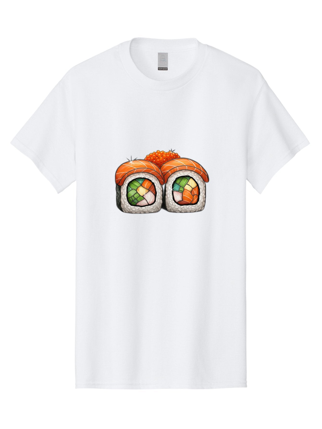 Sushi-Rolls Men'S Graphic Tee, 100% Cotton, Comfortable Casual Summer Wear, Machine Washable, Sushi Rolls, Salmon Sushi, Japanese Cuisine, Raw Fish, Sushi Art, Vibrant Colors, Food Illustration, Colorful Sushi, Sushi Rolls With Caviar Bae000 13