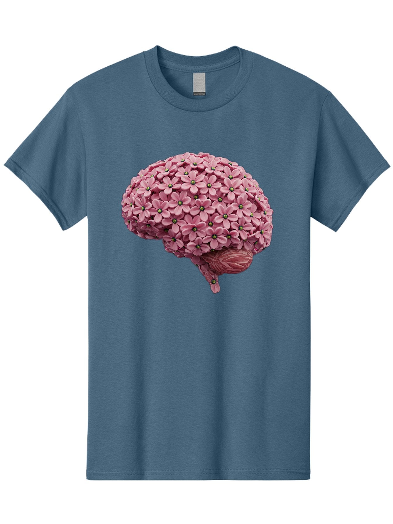 Brain-Made-Of-Flowers Men'S Graphic Tee, 100% Cotton, Comfortable Casual Summer Wear, Machine Washable, Brain Made Of Flowers, Floral Brain, Pink Flowers, Creative Thinking, Artistic Expression, Mental Health Awareness, Brain Illustration, Bae004 8