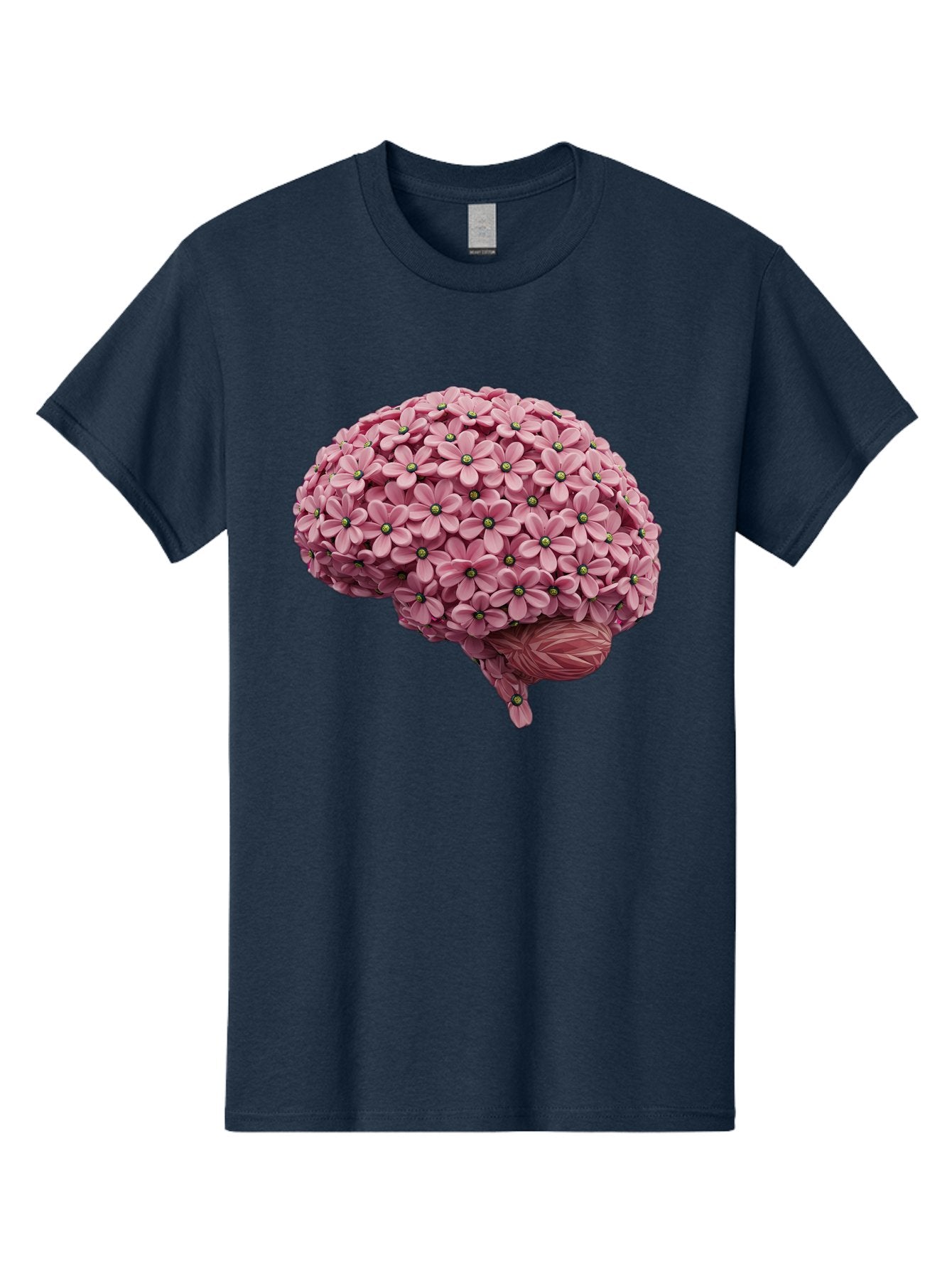 Brain-Made-Of-Flowers Men'S Graphic Tee, 100% Cotton, Comfortable Casual Summer Wear, Machine Washable, Brain Made Of Flowers, Floral Brain, Pink Flowers, Creative Thinking, Artistic Expression, Mental Health Awareness, Brain Illustration, Bae004 14